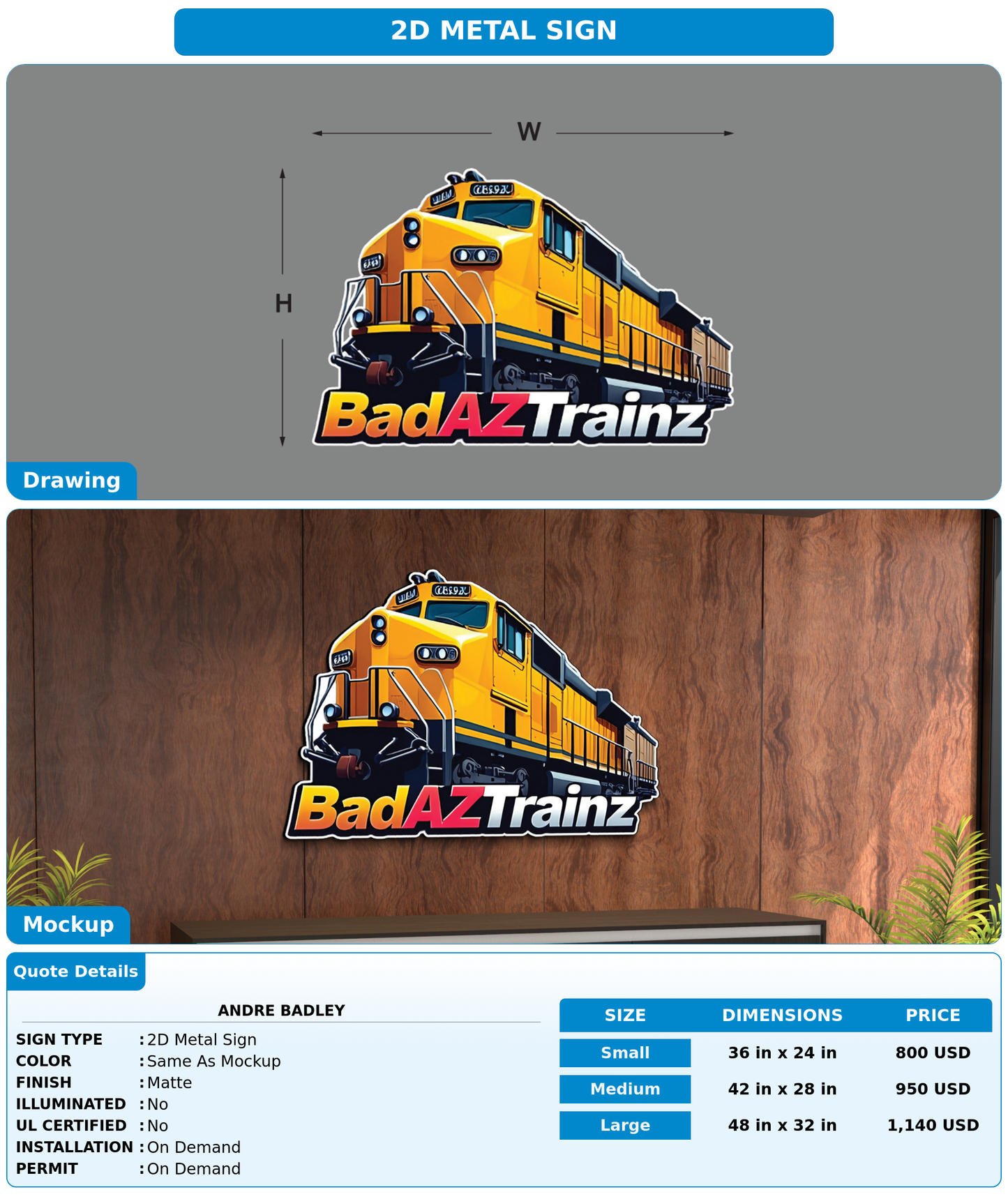 CUSTOM MOCKUP SIGN FOR Andre Badley