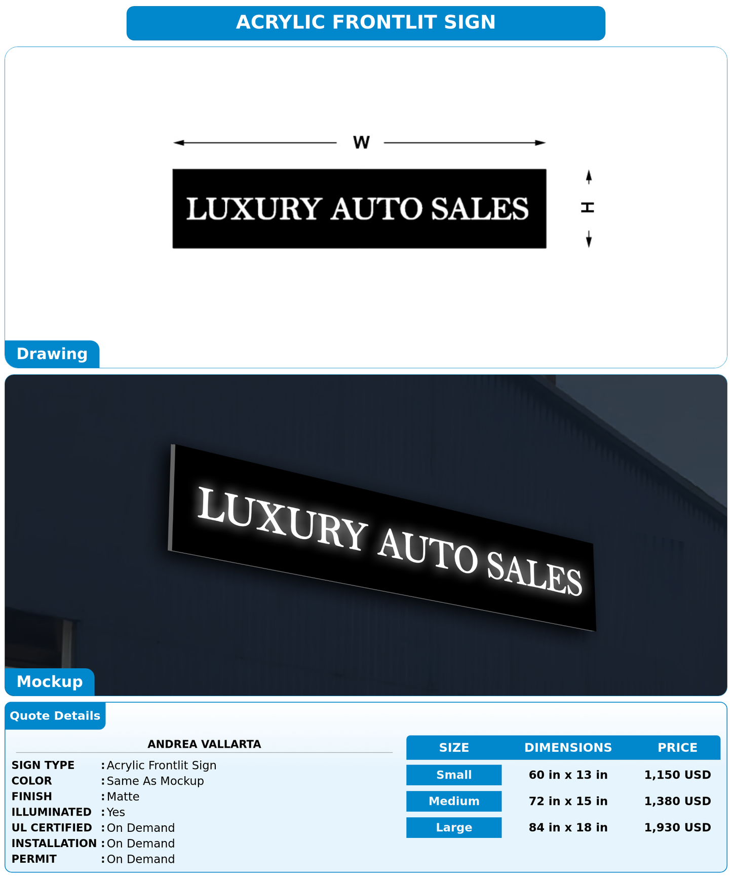 CUSTOM MOCKUP SIGN FOR Andrea Vallarta