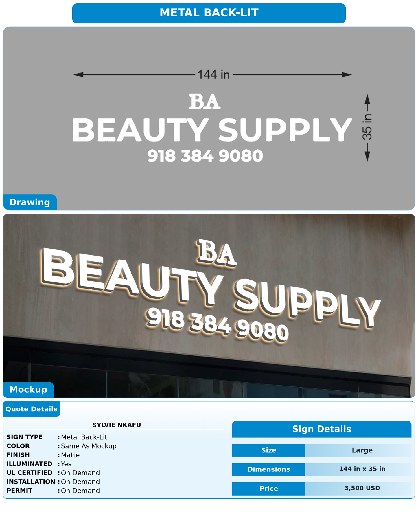 CUSTOM MOCKUP SIGN FOR Sylvie NKAFU