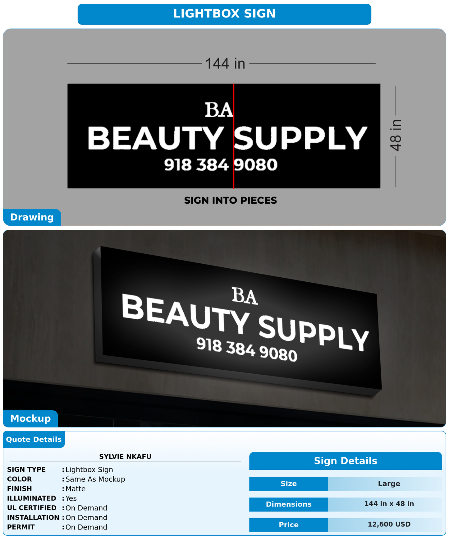 CUSTOM MOCKUP SIGN FOR Sylvie NKAFU