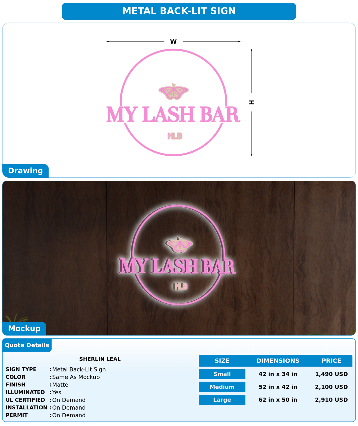 CUSTOM MOCKUP SIGN FOR Sherlin leal