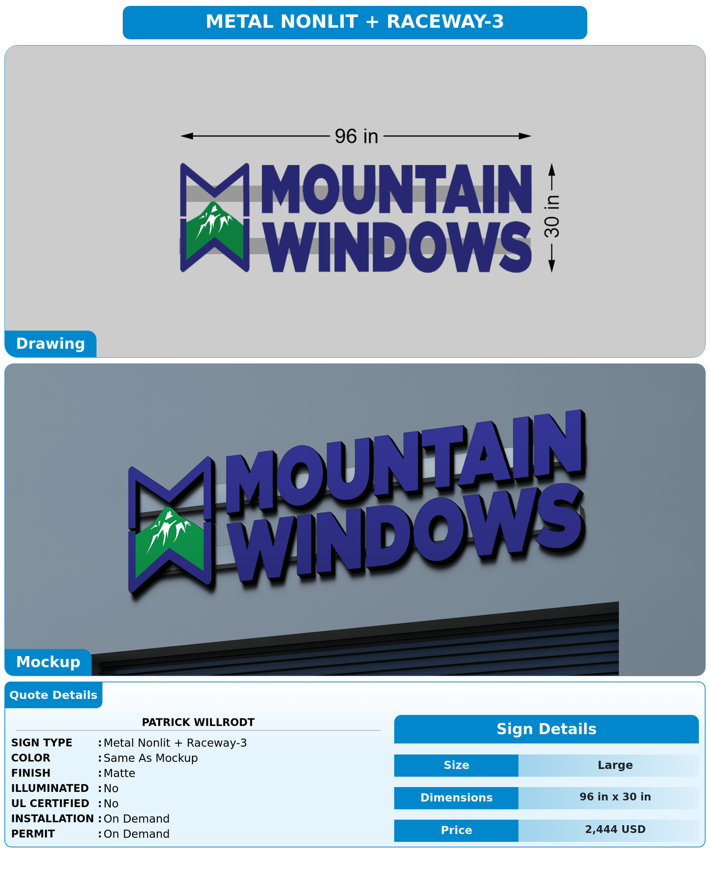 CUSTOM MOCKUP SIGN FOR Patrick Willrodt
