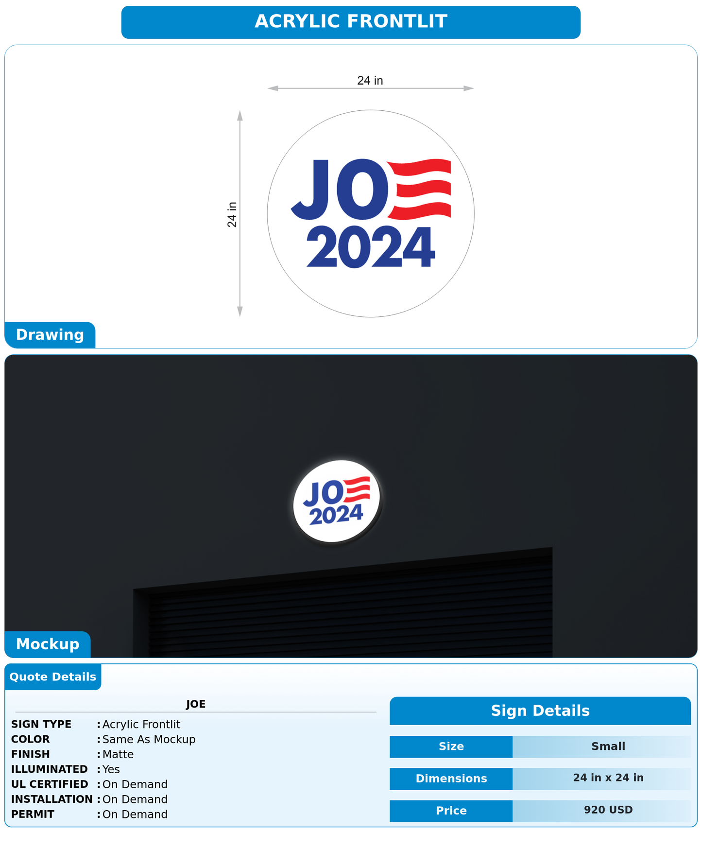 CUSTOM MOCKUP SIGN FOR Joe