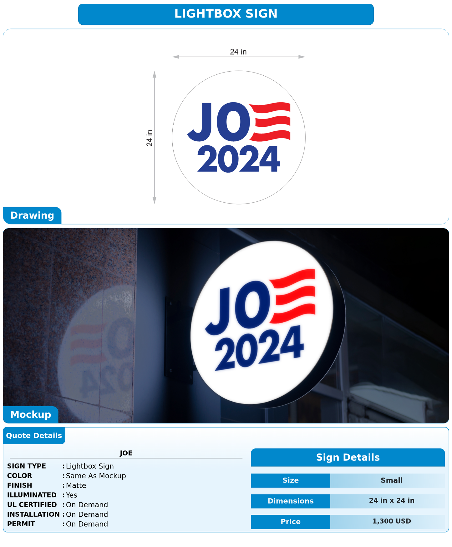 CUSTOM MOCKUP SIGN FOR Joe