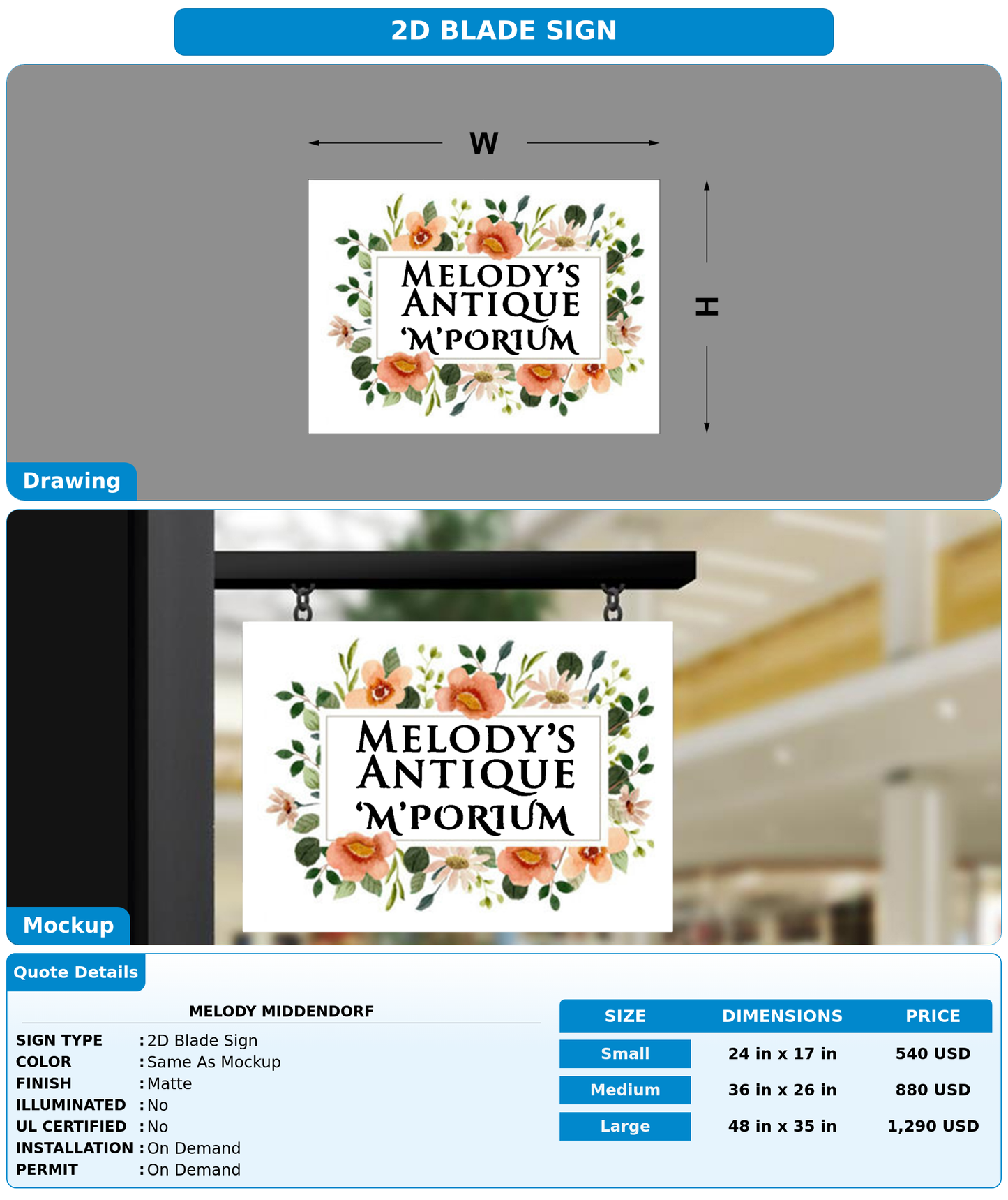 CUSTOM MOCKUP SIGN FOR Melody Middendorf