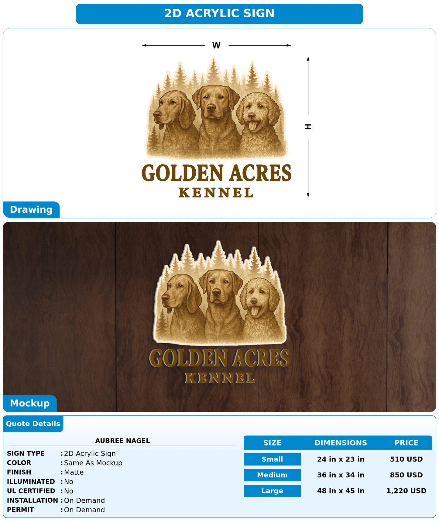CUSTOM MOCKUP SIGN FOR Aubree Nagel