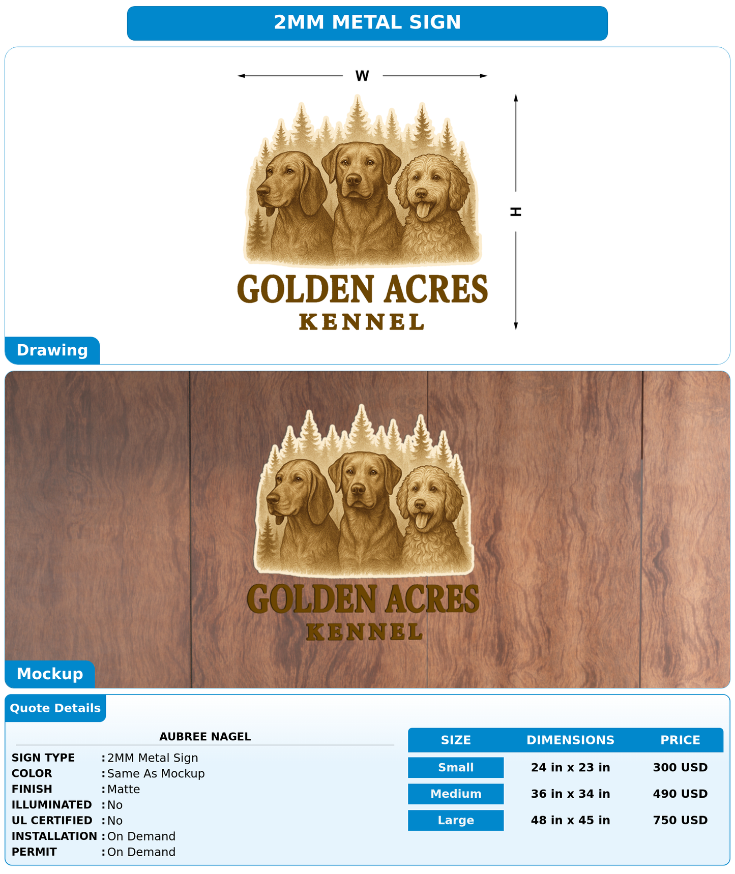 CUSTOM MOCKUP SIGN FOR Aubree Nagel