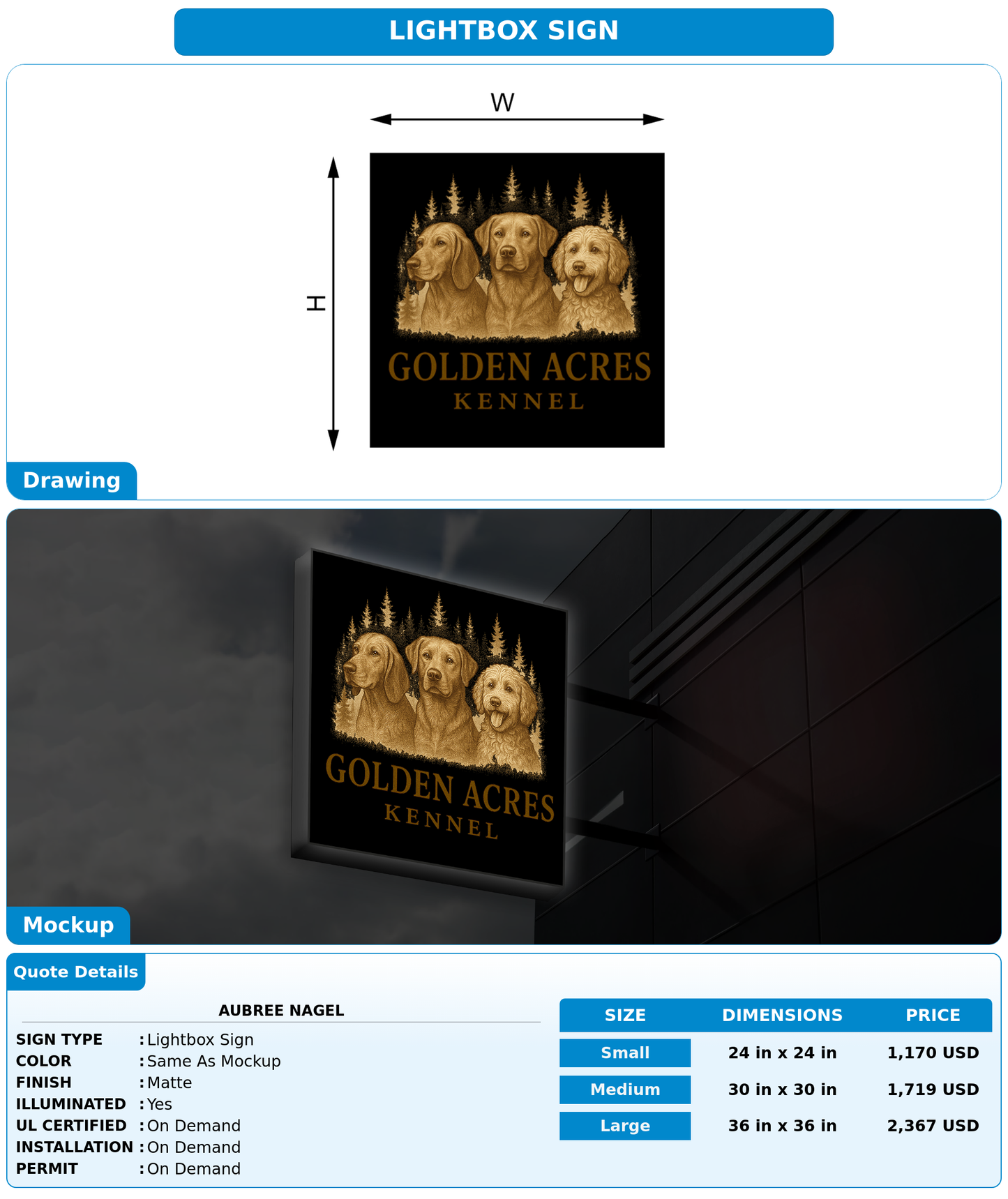 CUSTOM MOCKUP SIGN FOR Aubree Nagel