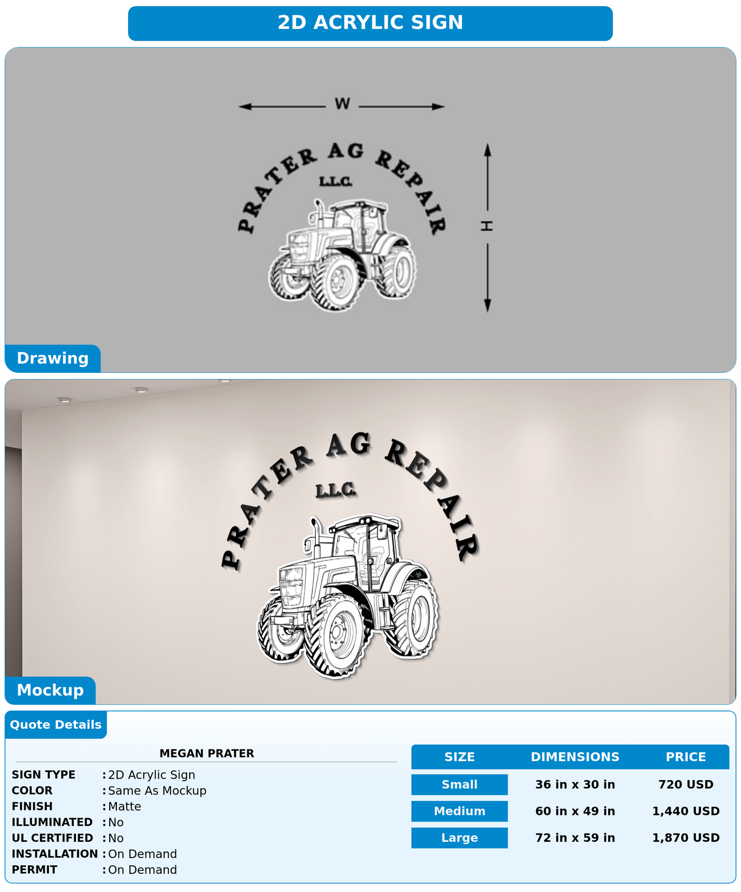 CUSTOM MOCKUP SIGN FOR Megan Prater