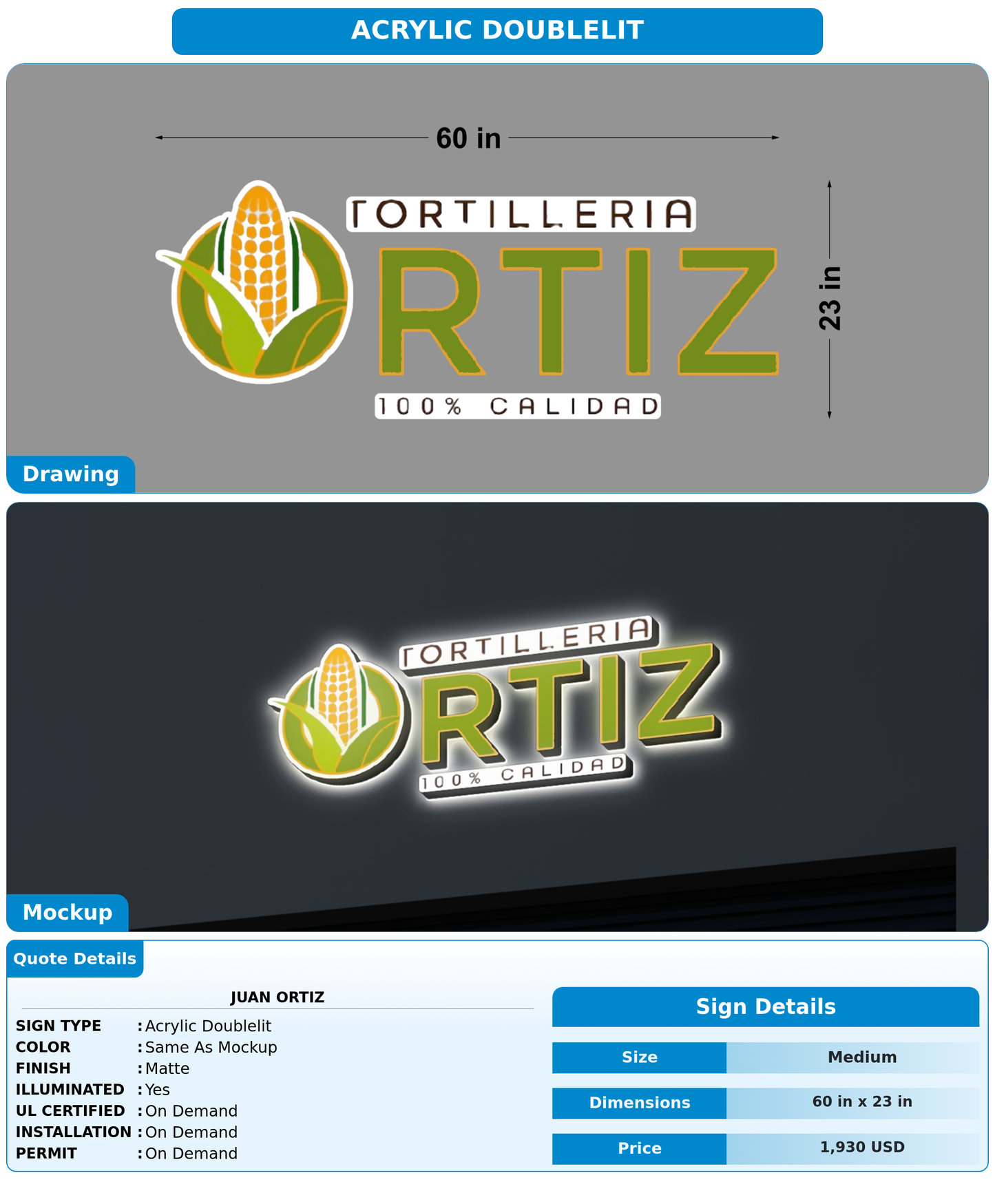 CUSTOM MOCKUP SIGN FOR Juan Ortiz
