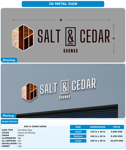 CUSTOM MOCKUP SIGN FOR Salt & Cedar Sauna