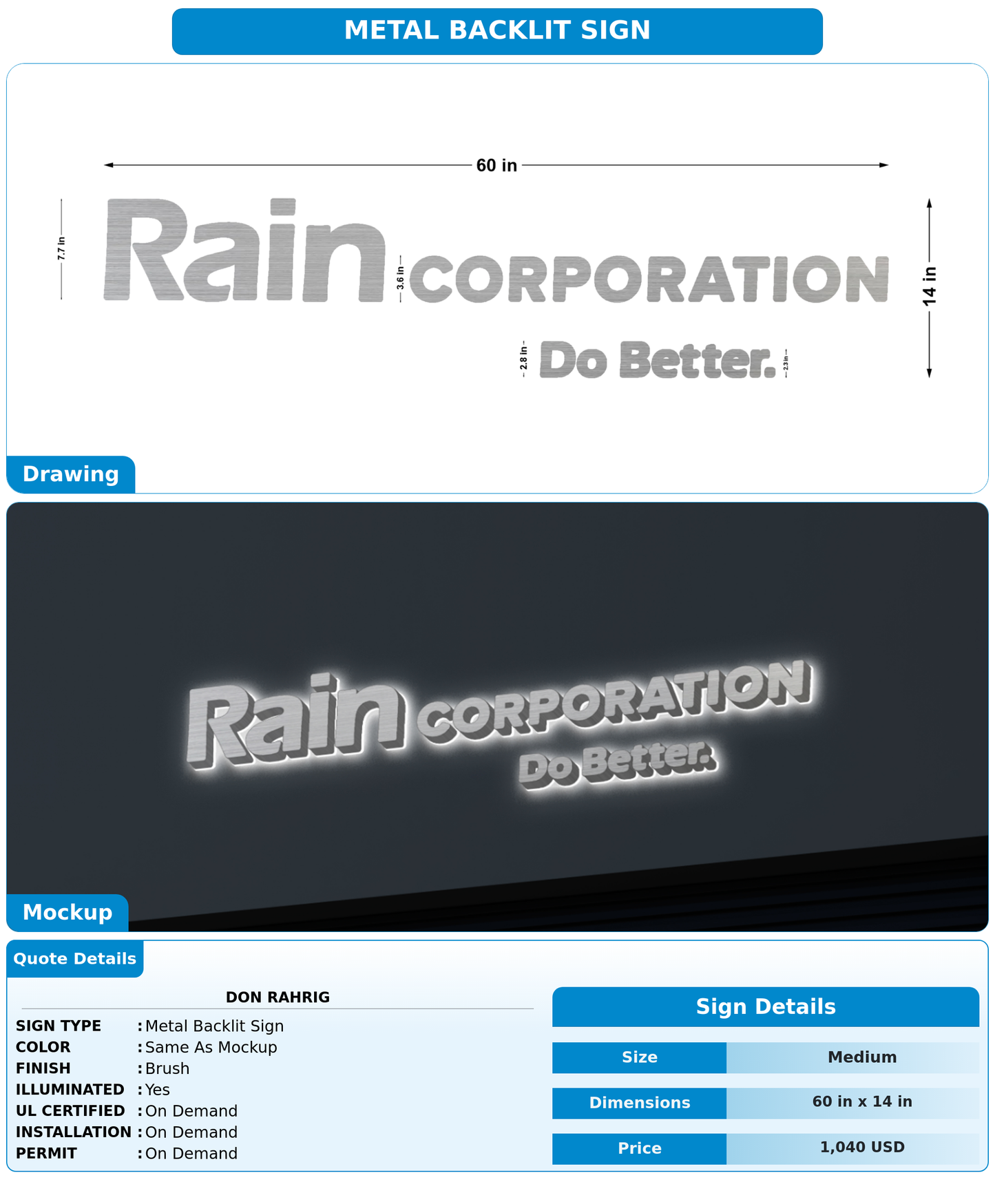 CUSTOM MOCKUP SIGN FOR Don Rahrig