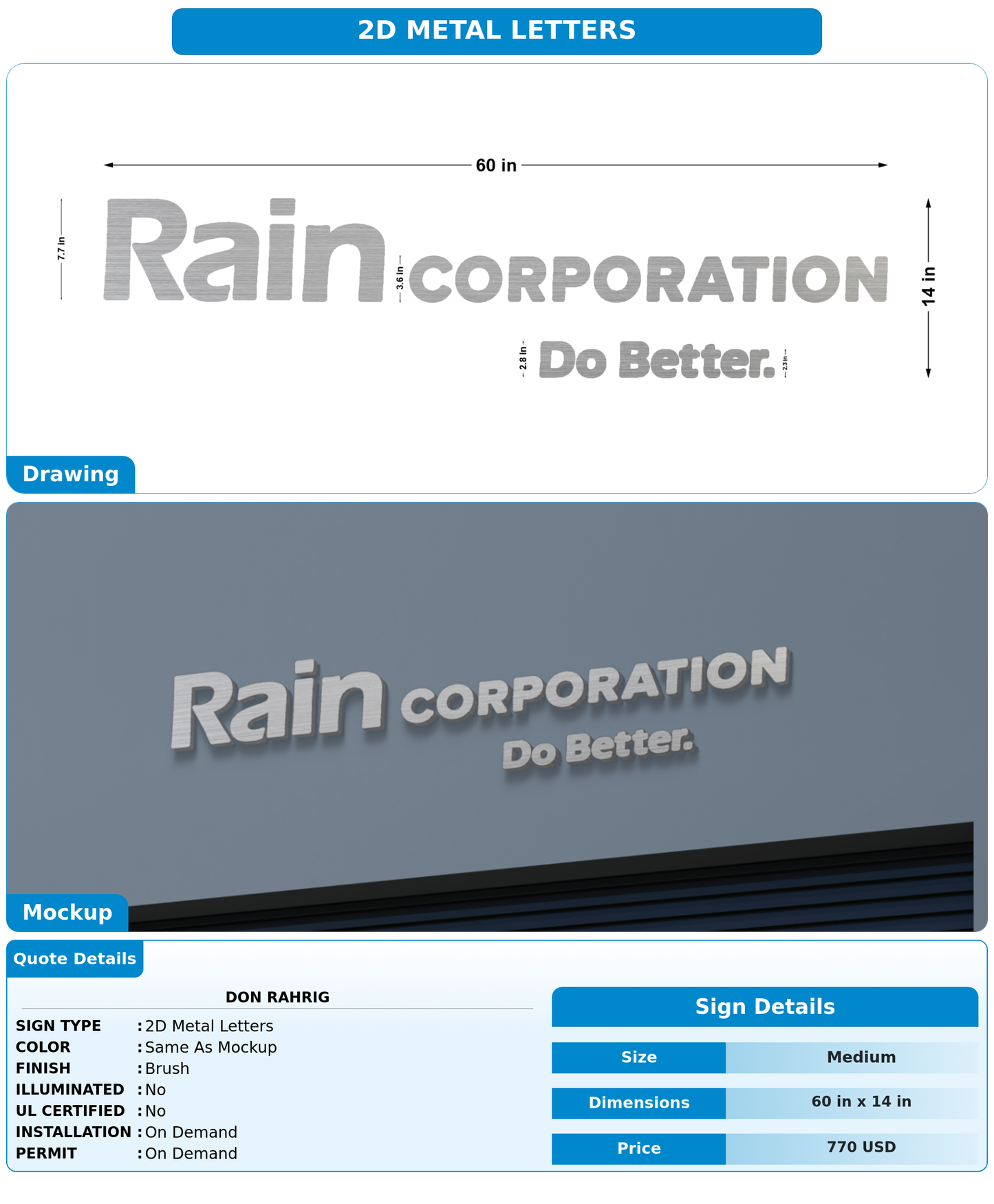 CUSTOM MOCKUP SIGN FOR Don Rahrig