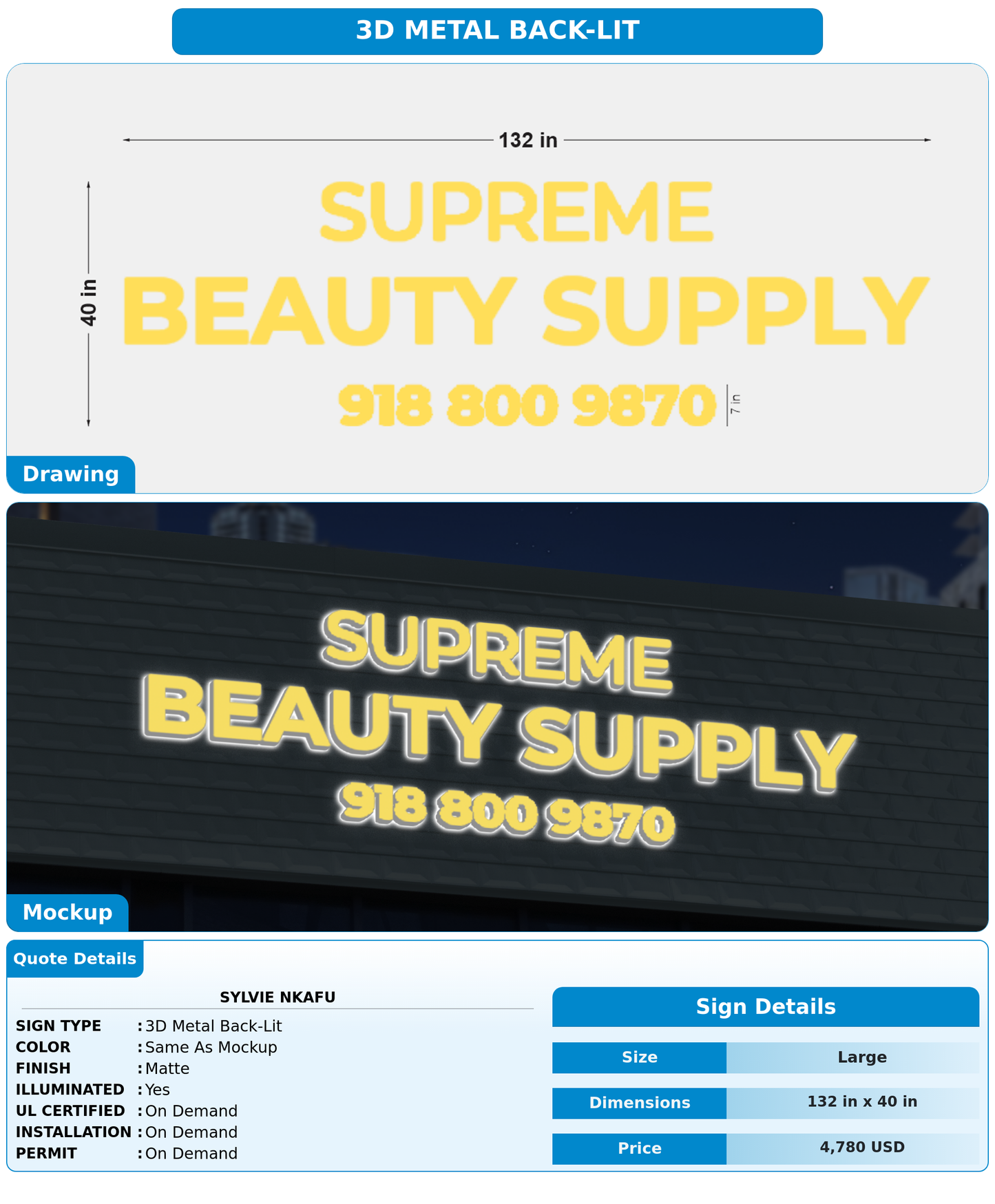 CUSTOM MOCKUP SIGN FOR Sylvie NKAFU