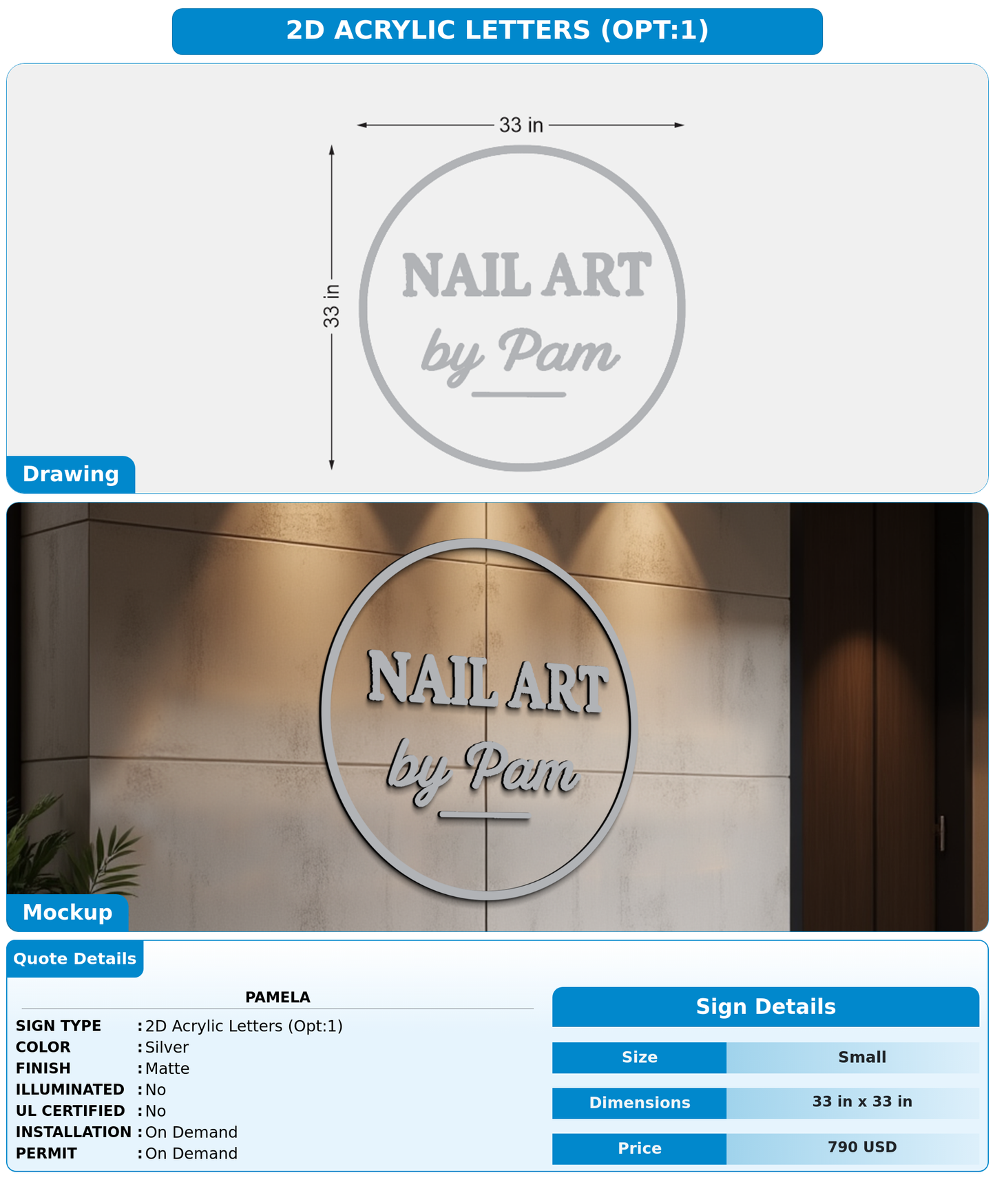 CUSTOM MOCKUP SIGN FOR Pamela