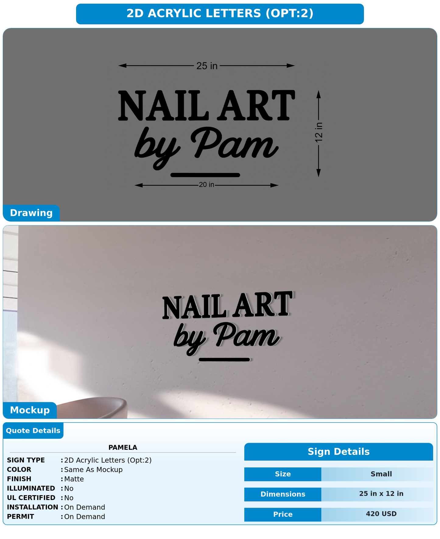 CUSTOM MOCKUP SIGN FOR Pamela