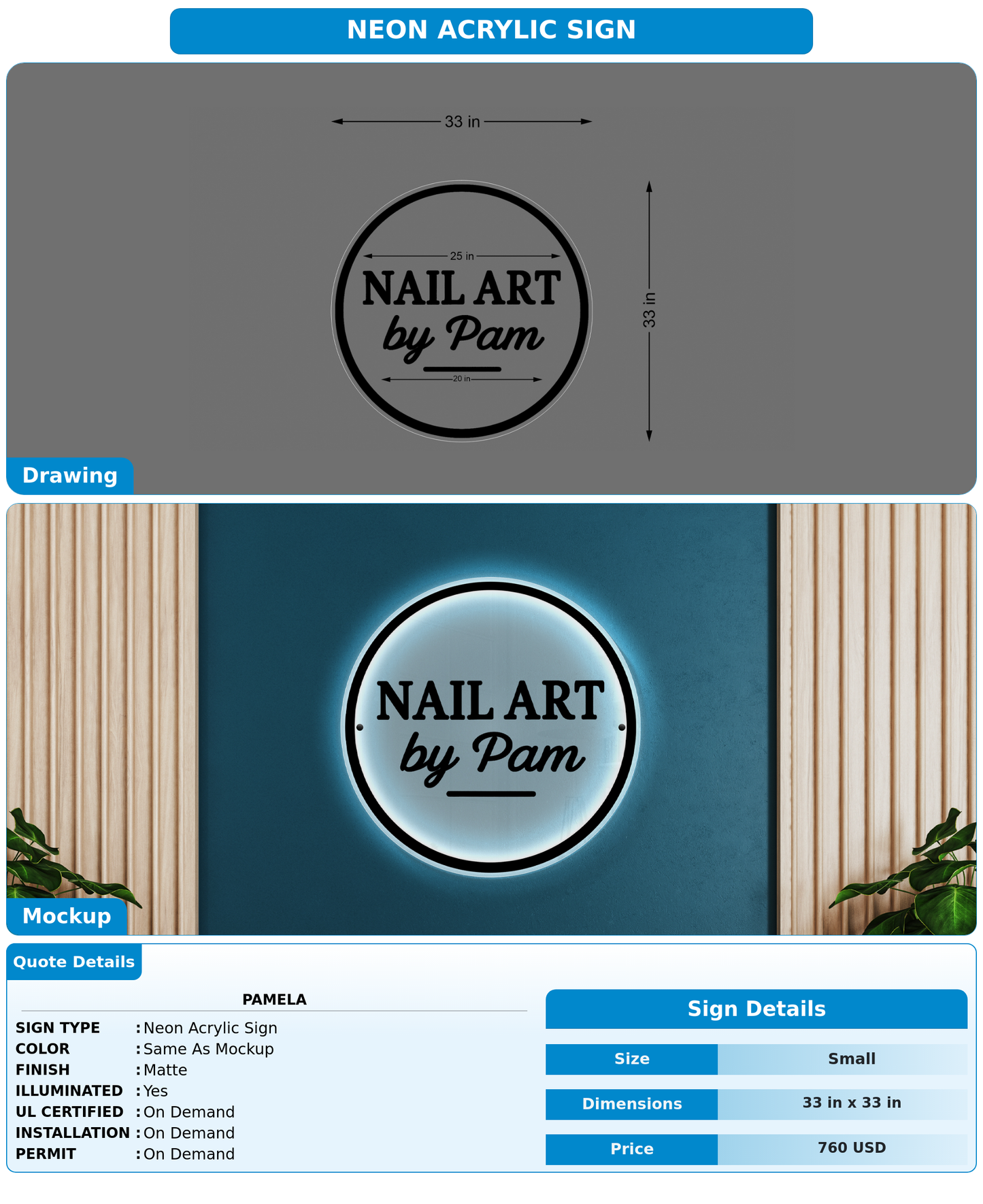 CUSTOM MOCKUP SIGN FOR Pamela