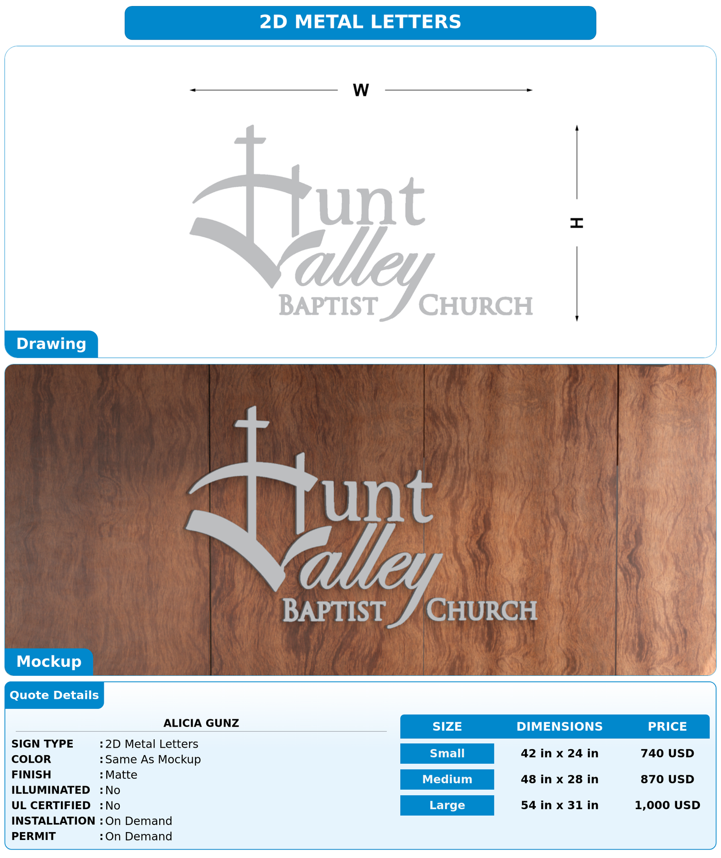 CUSTOM MOCKUP SIGN FOR Alicia Gunz