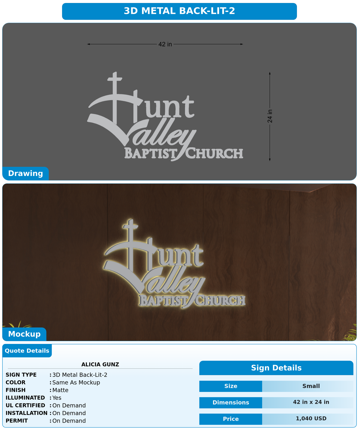 CUSTOM MOCKUP SIGN FOR Alicia Gunz