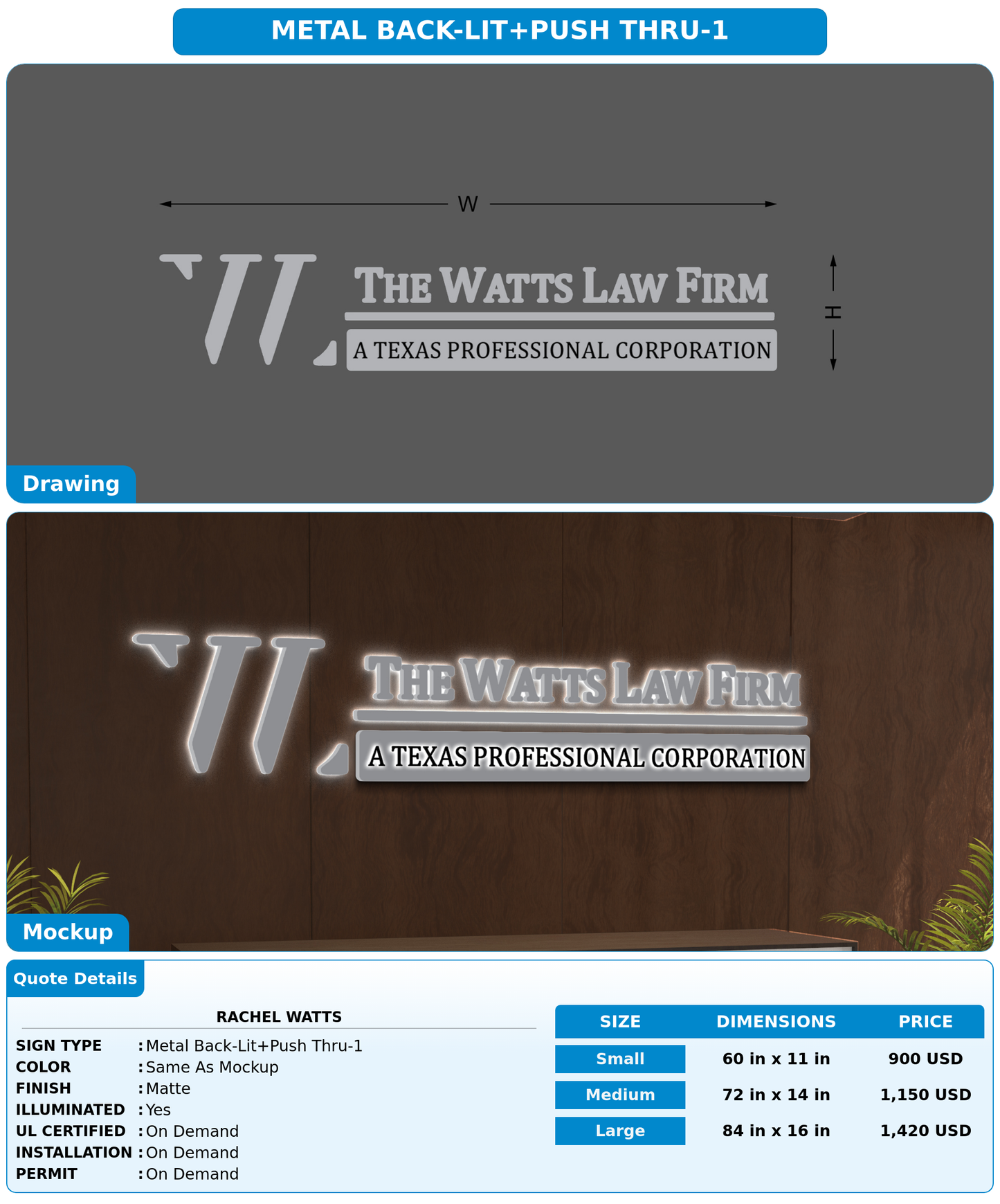 CUSTOM MOCKUP SIGN FOR Rachel Watts