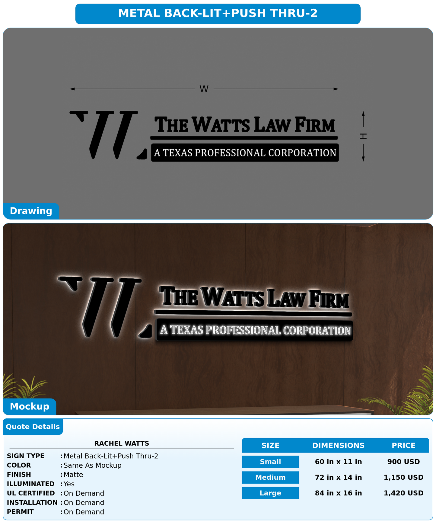 CUSTOM MOCKUP SIGN FOR Rachel Watts