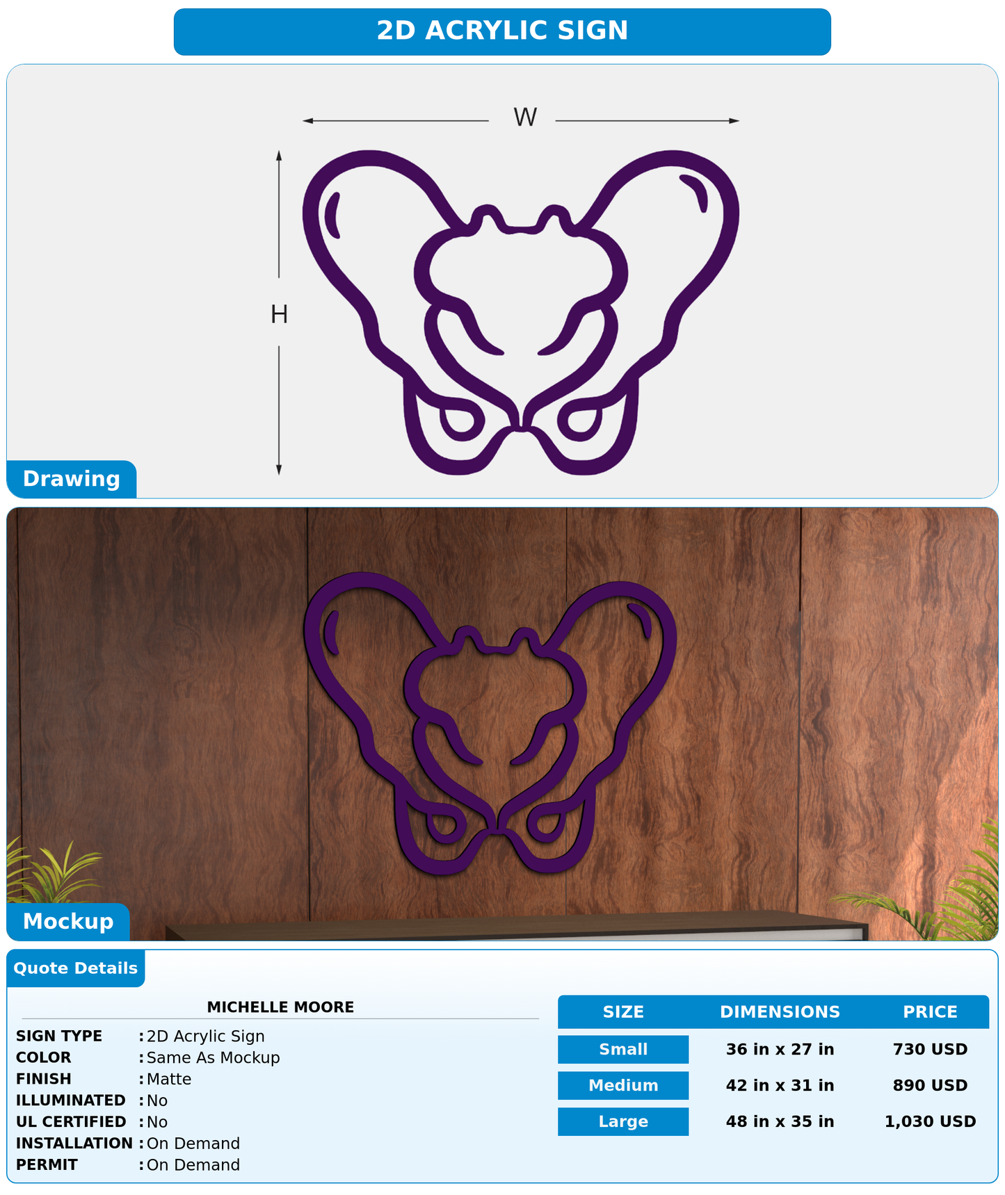 CUSTOM MOCKUP SIGN FOR Michelle Moore