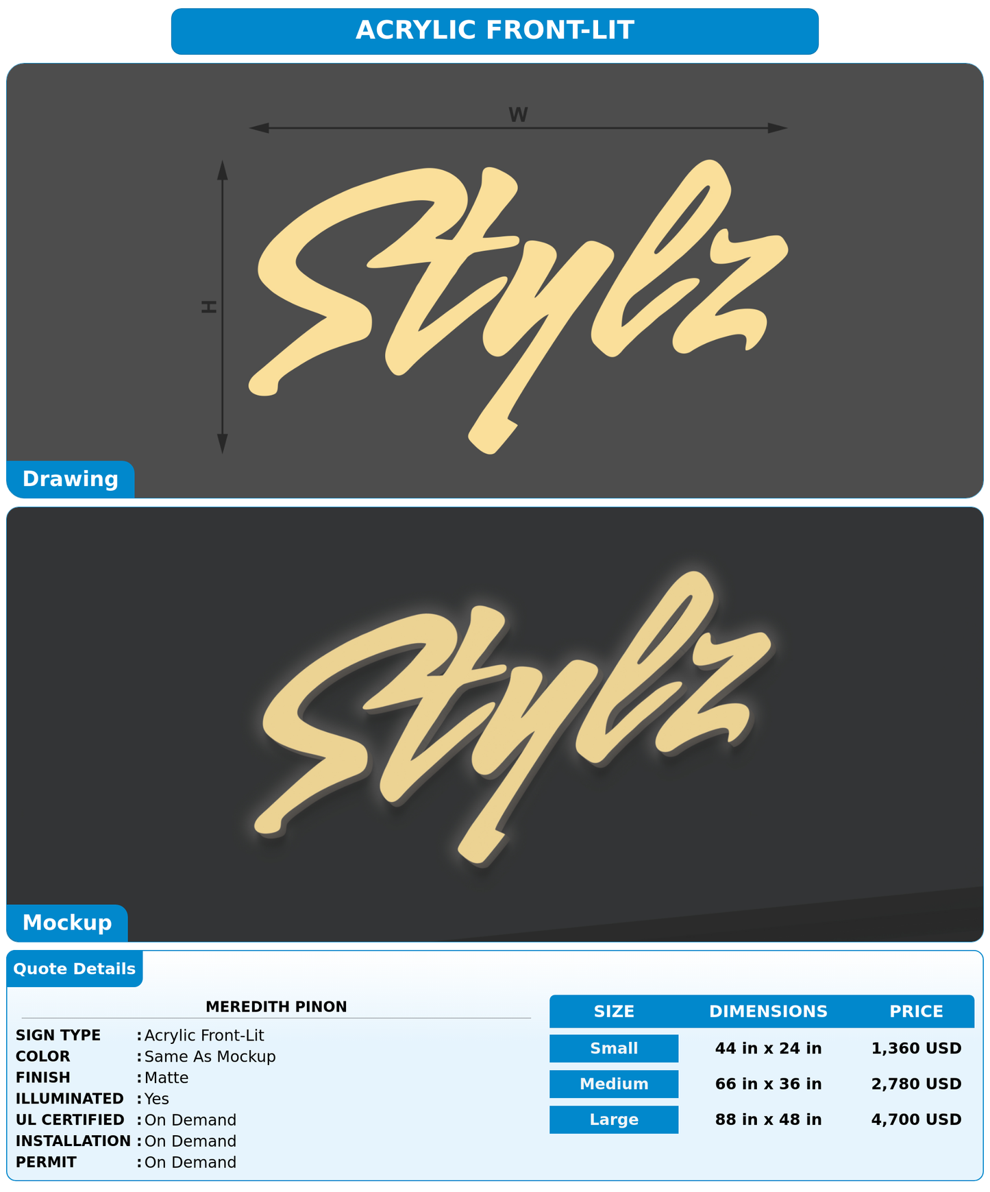 CUSTOM MOCKUP SIGN FOR Meredith Pinon
