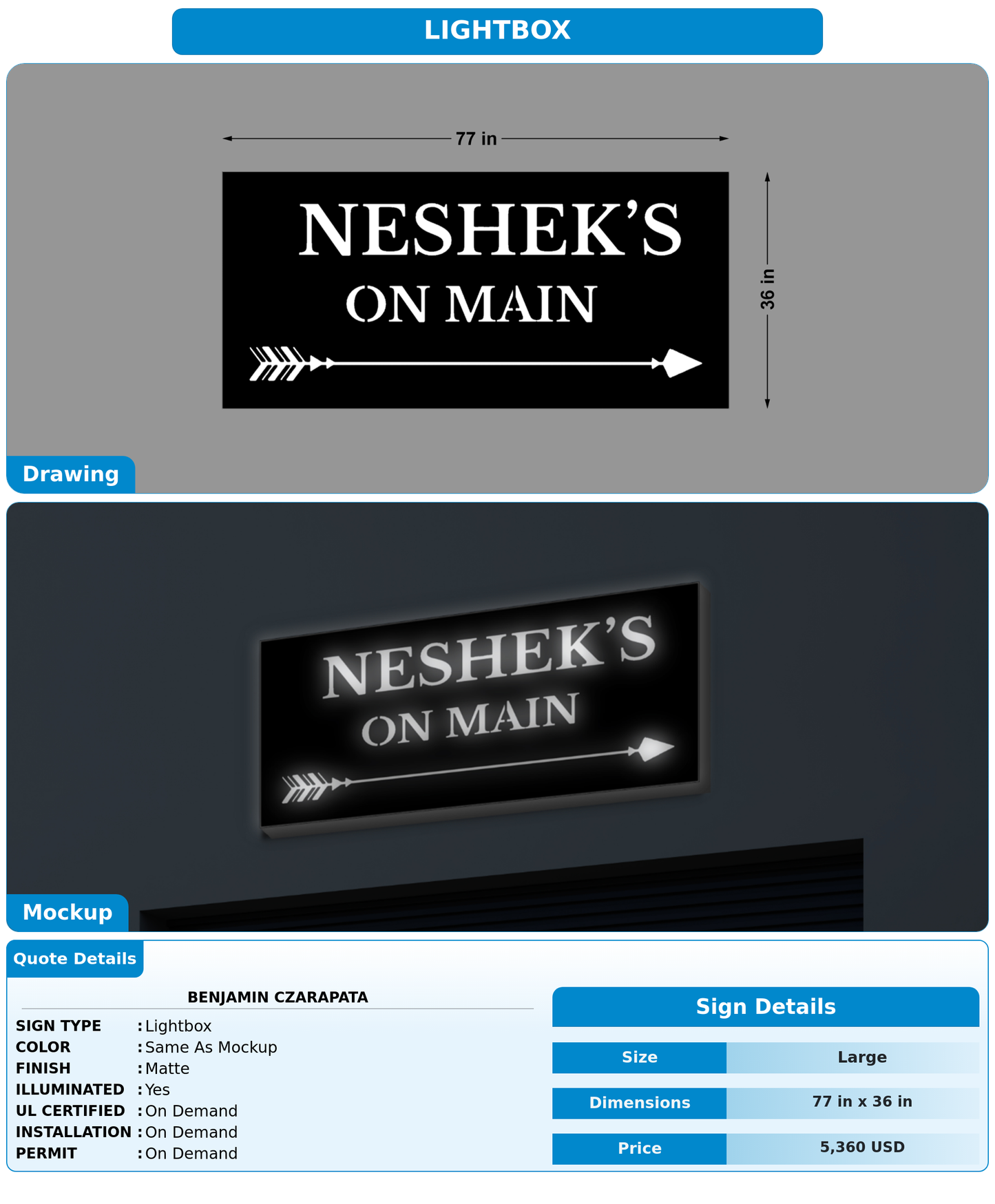 CUSTOM MOCKUP SIGN FOR Benjamin Czarapata