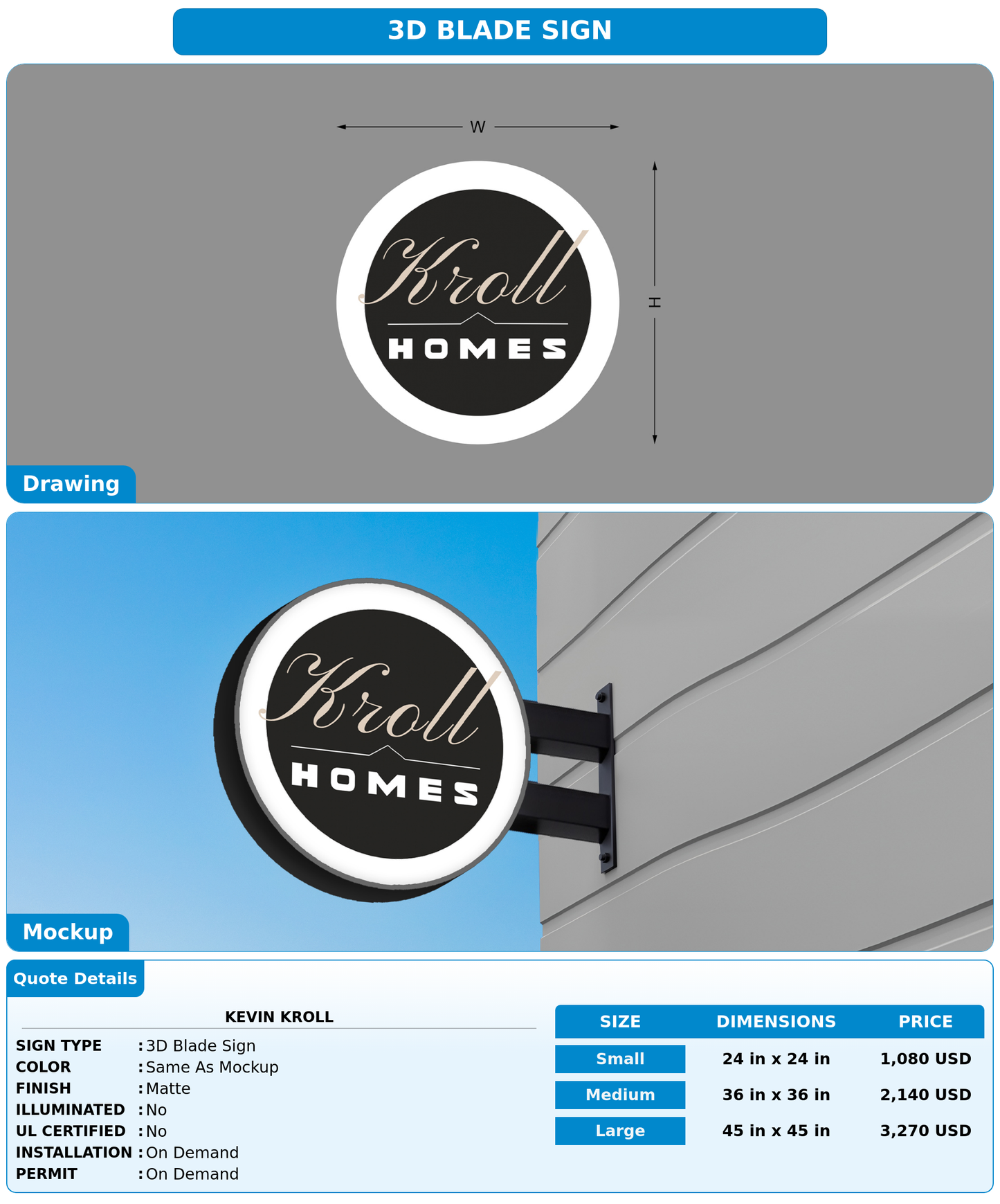 CUSTOM MOCKUP SIGN FOR Kevin Kroll