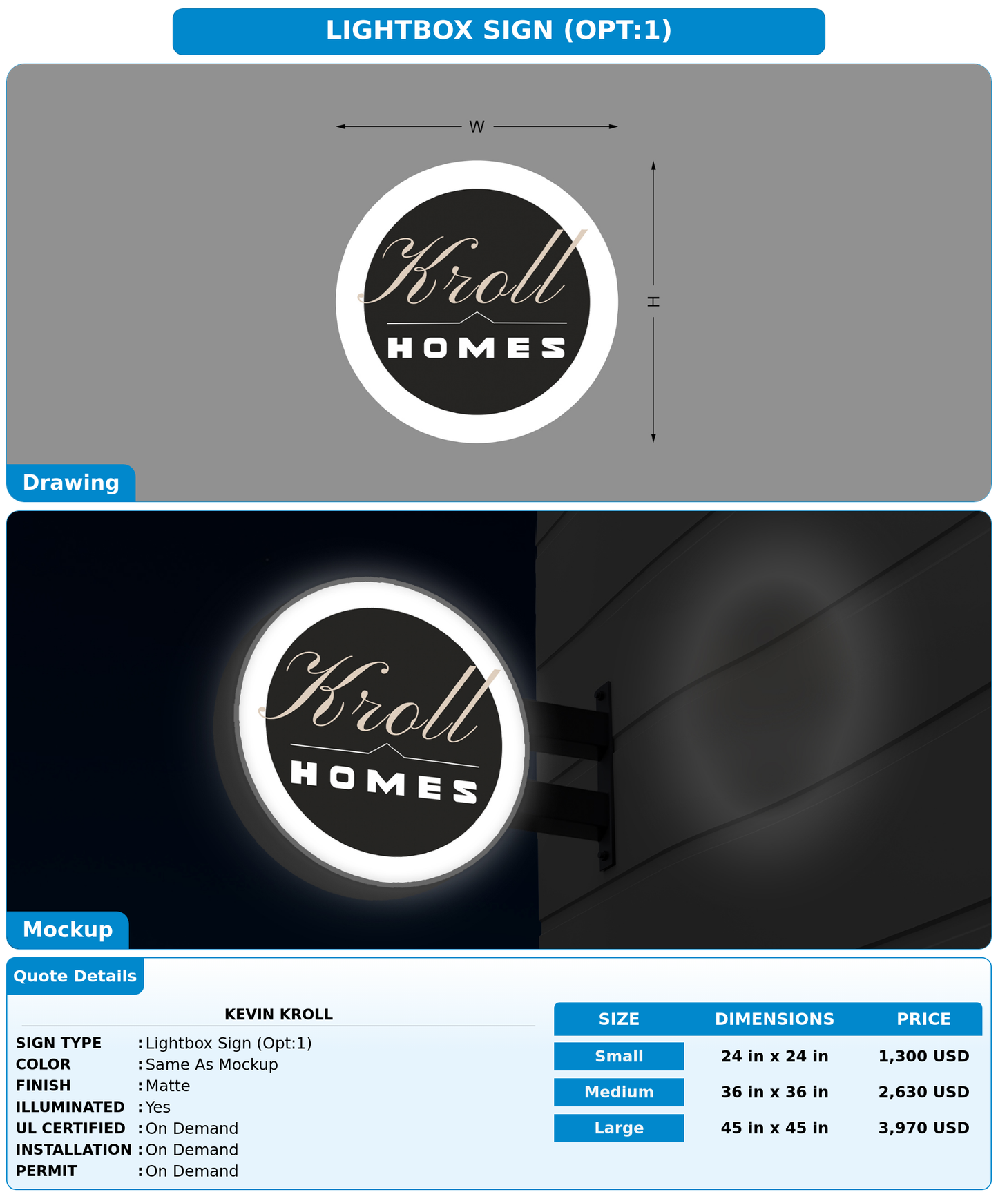 CUSTOM MOCKUP SIGN FOR Kevin Kroll