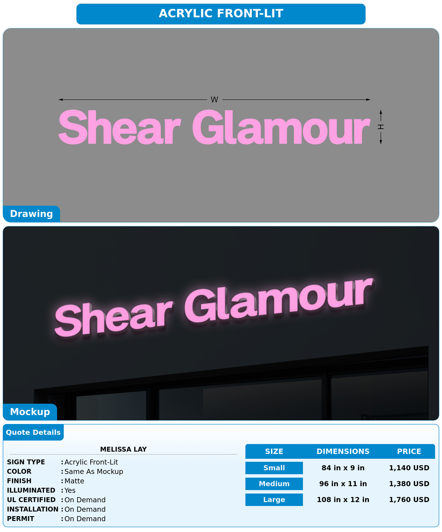 CUSTOM MOCKUP SIGN FOR Melissa Lay