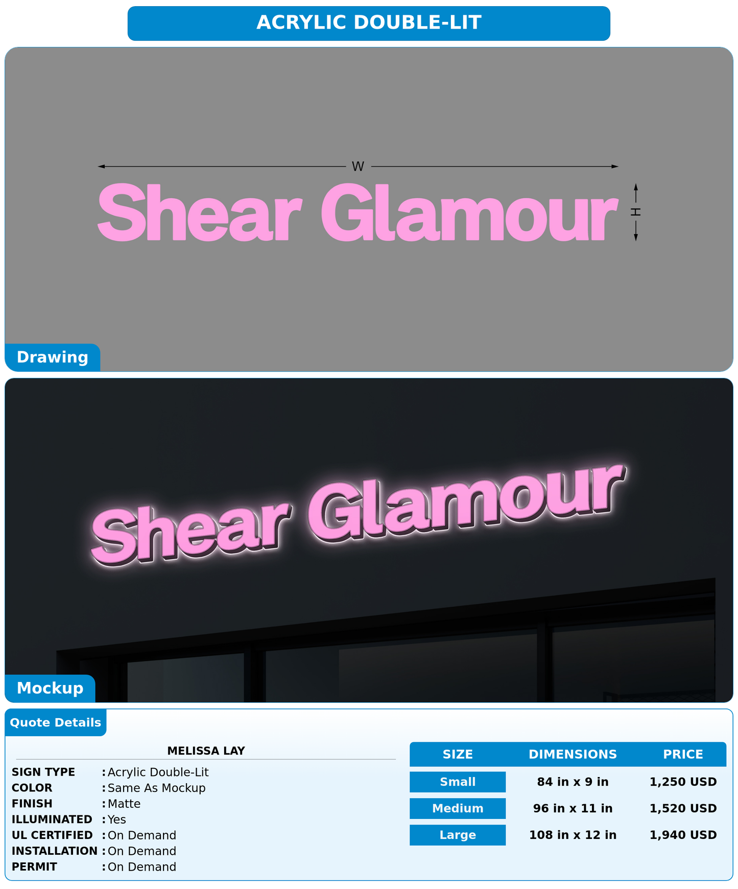 CUSTOM MOCKUP SIGN FOR Melissa Lay