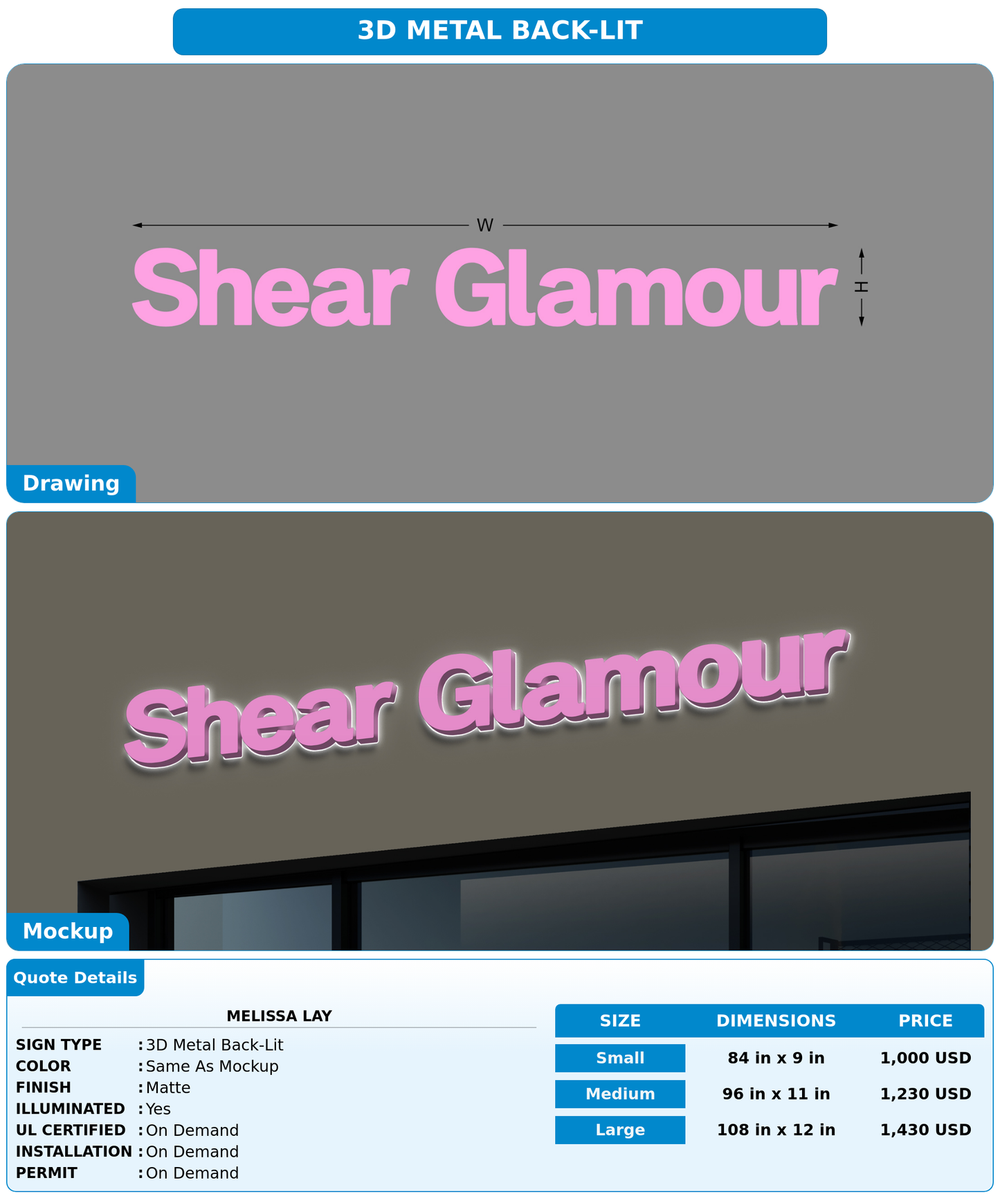 CUSTOM MOCKUP SIGN FOR Melissa Lay