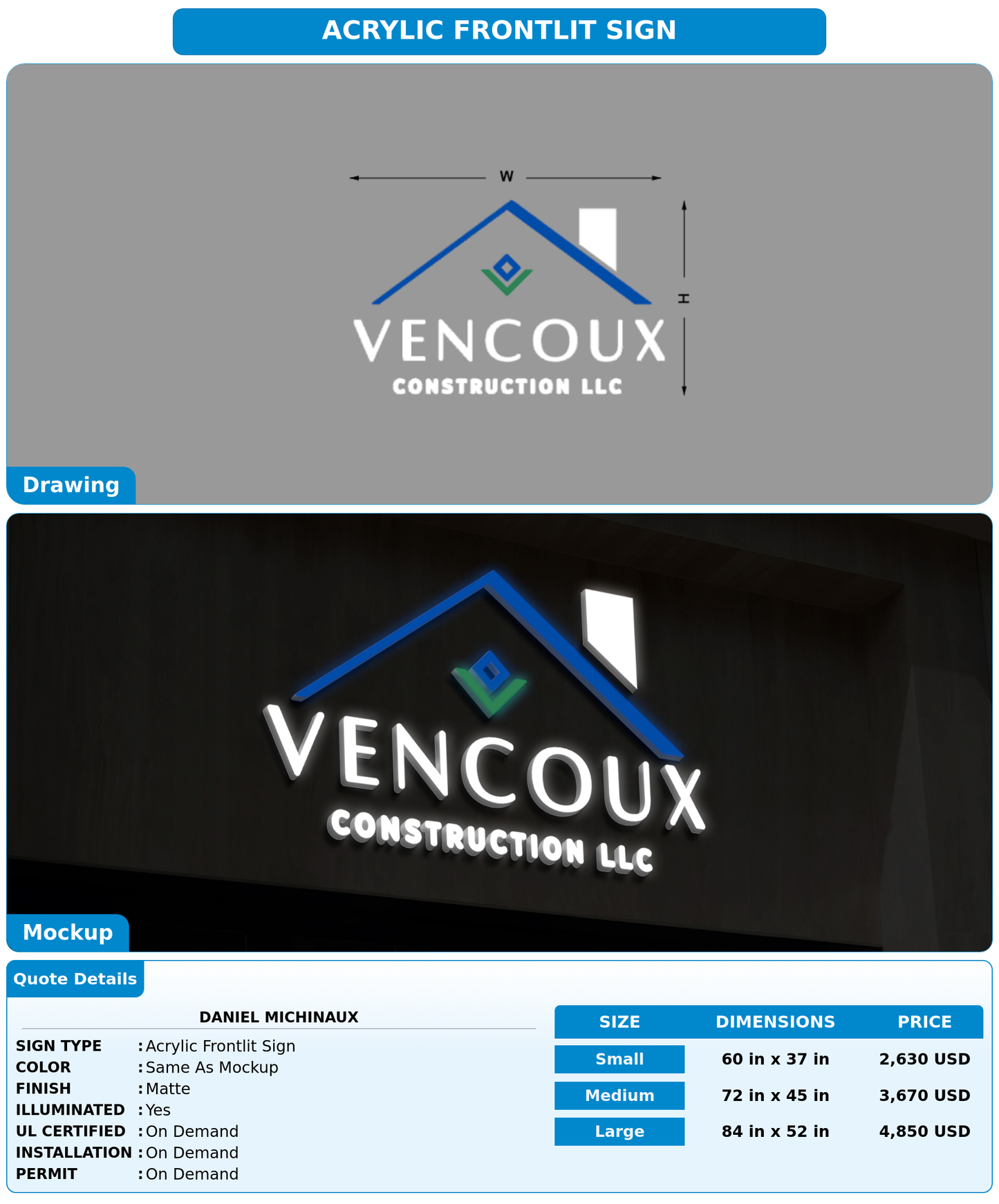 CUSTOM MOCKUP SIGN FOR Daniel Michinaux