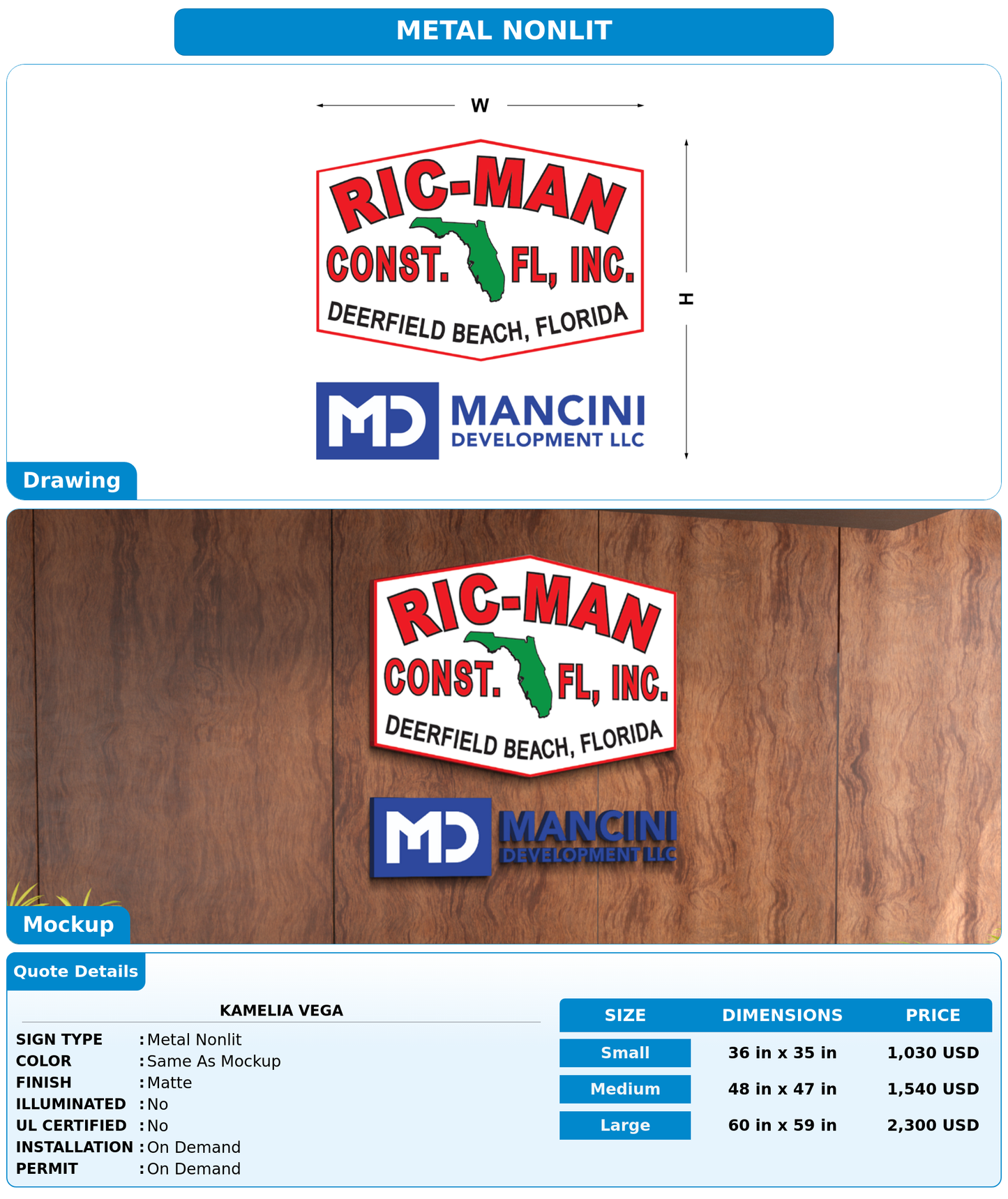 CUSTOM MOCKUP SIGN FOR Kamelia Vega