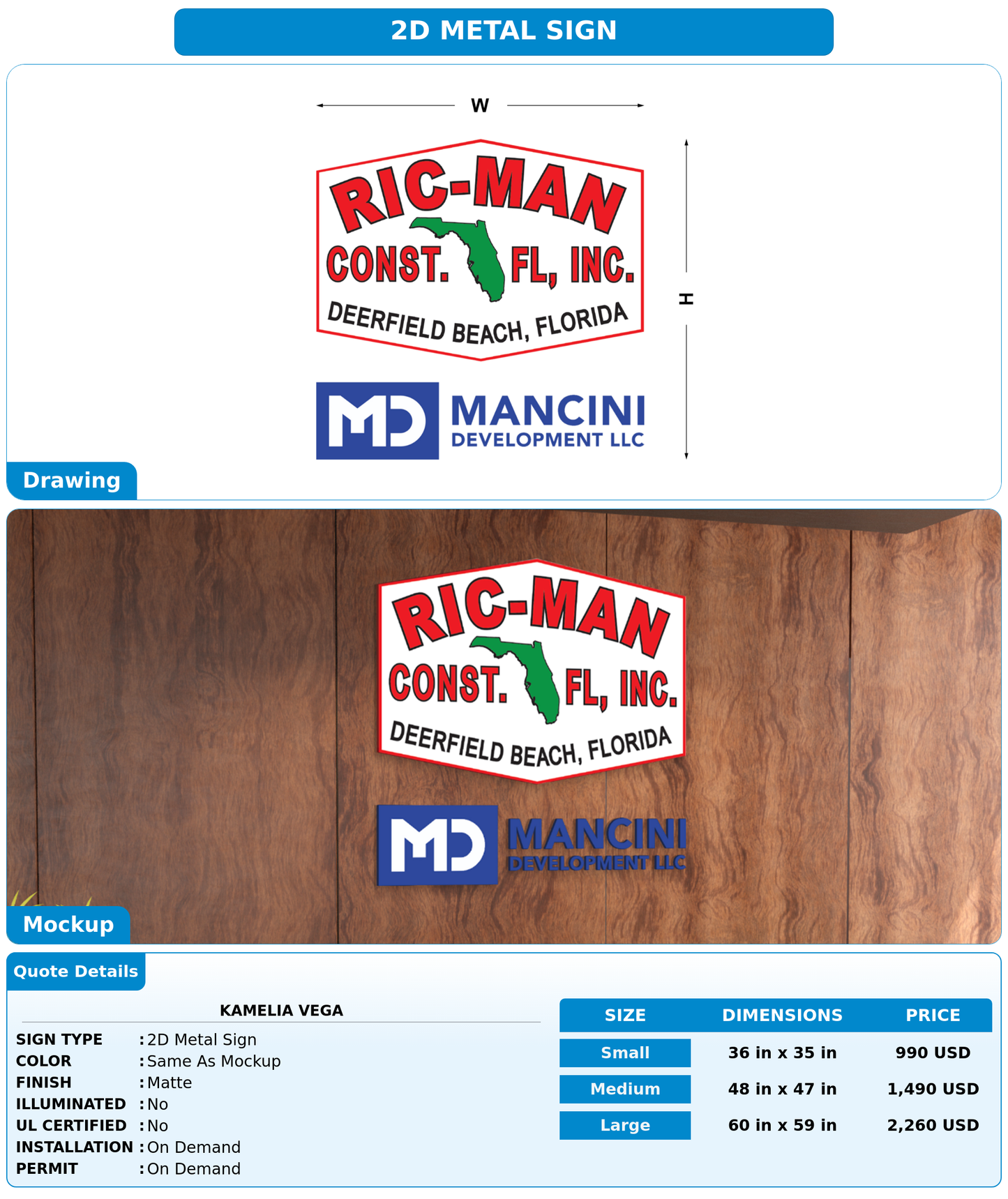 CUSTOM MOCKUP SIGN FOR Kamelia Vega
