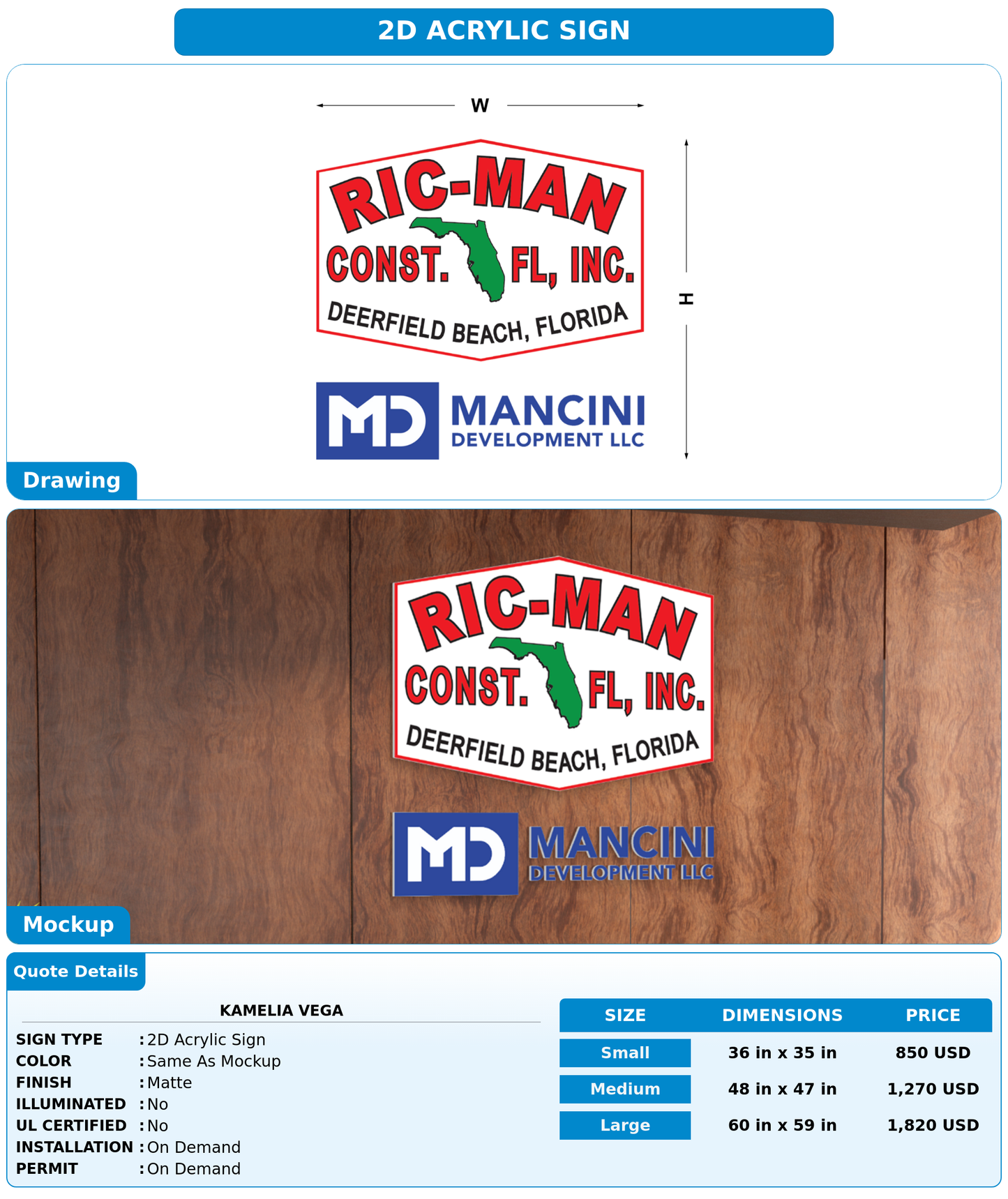 CUSTOM MOCKUP SIGN FOR Kamelia Vega