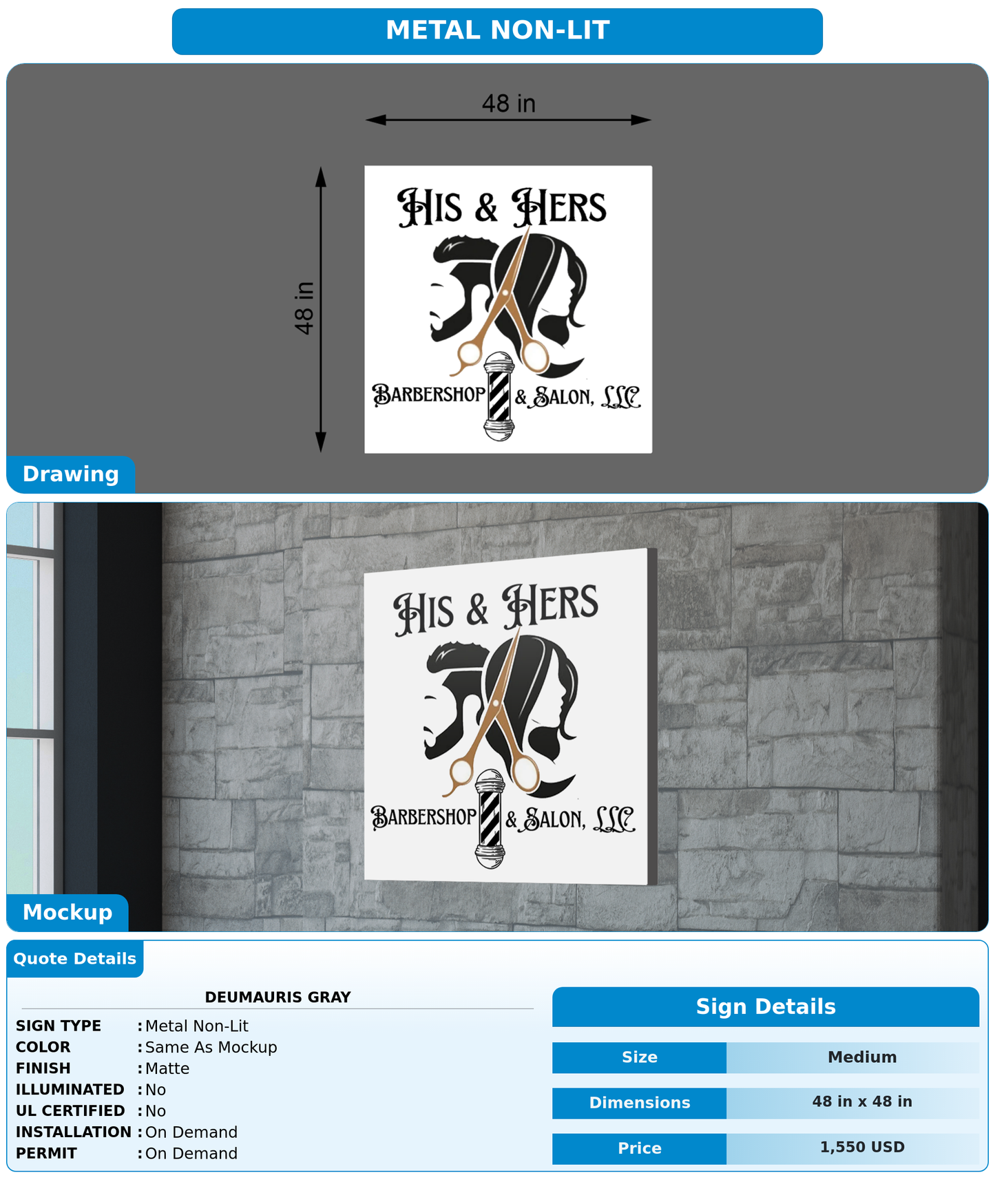 CUSTOM MOCKUP SIGN FOR Deumauris Gray