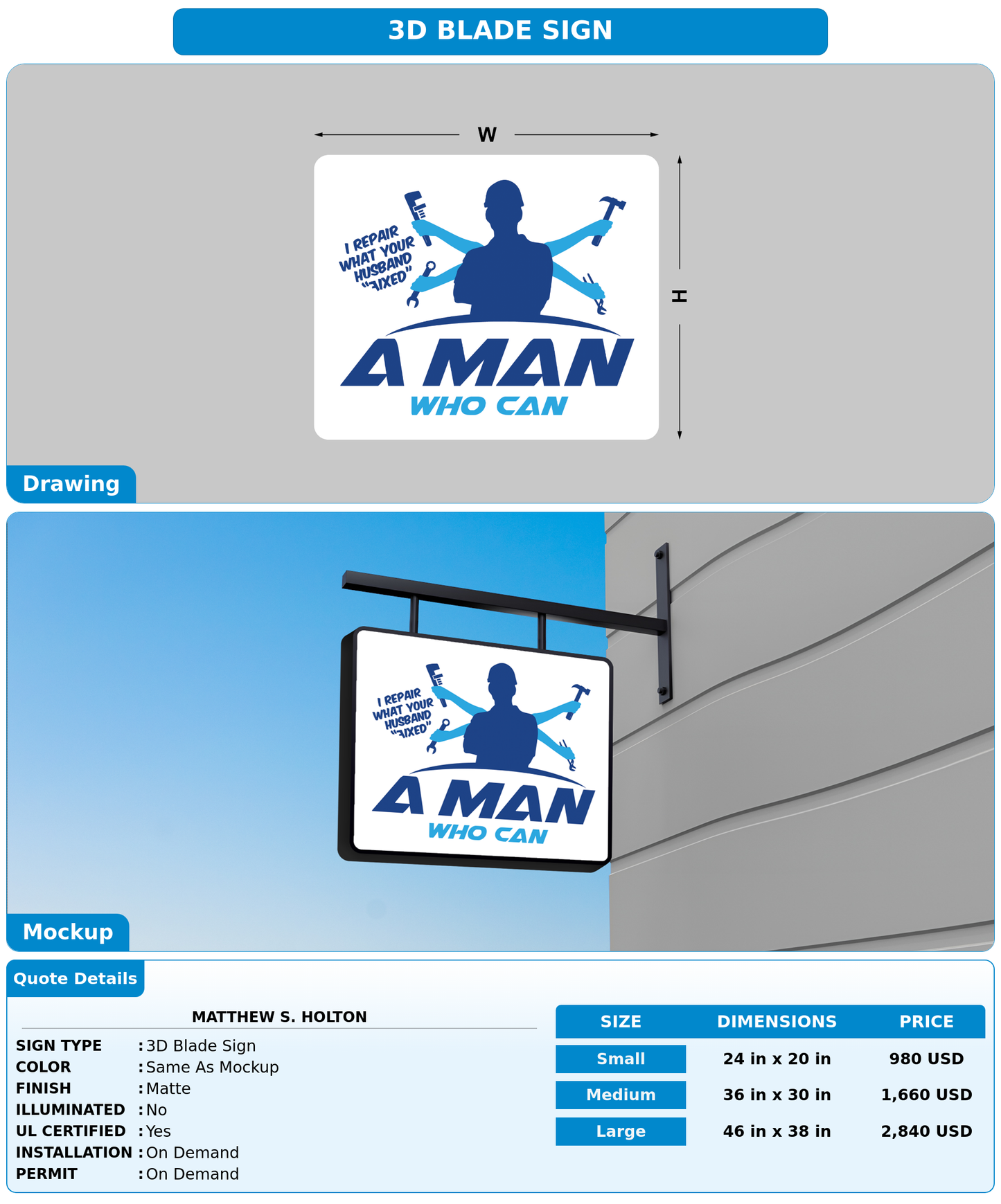 CUSTOM MOCKUP SIGN FOR Matthew S. Holton