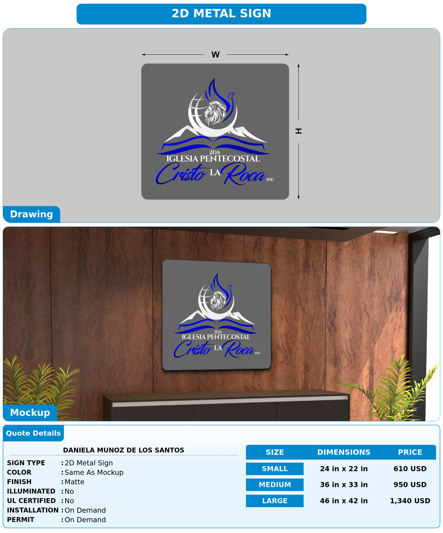 CUSTOM MOCKUP SIGN FOR Daniela Munoz de los Santos