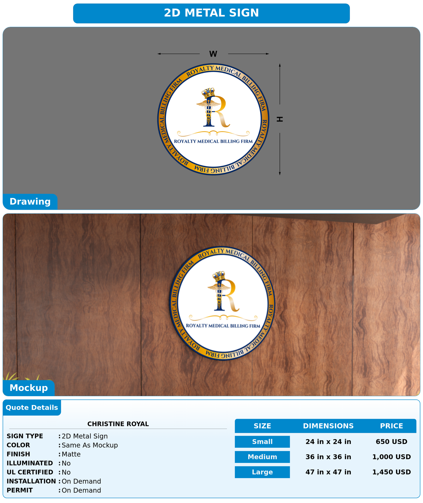 CUSTOM MOCKUP SIGN FOR Christine Royal