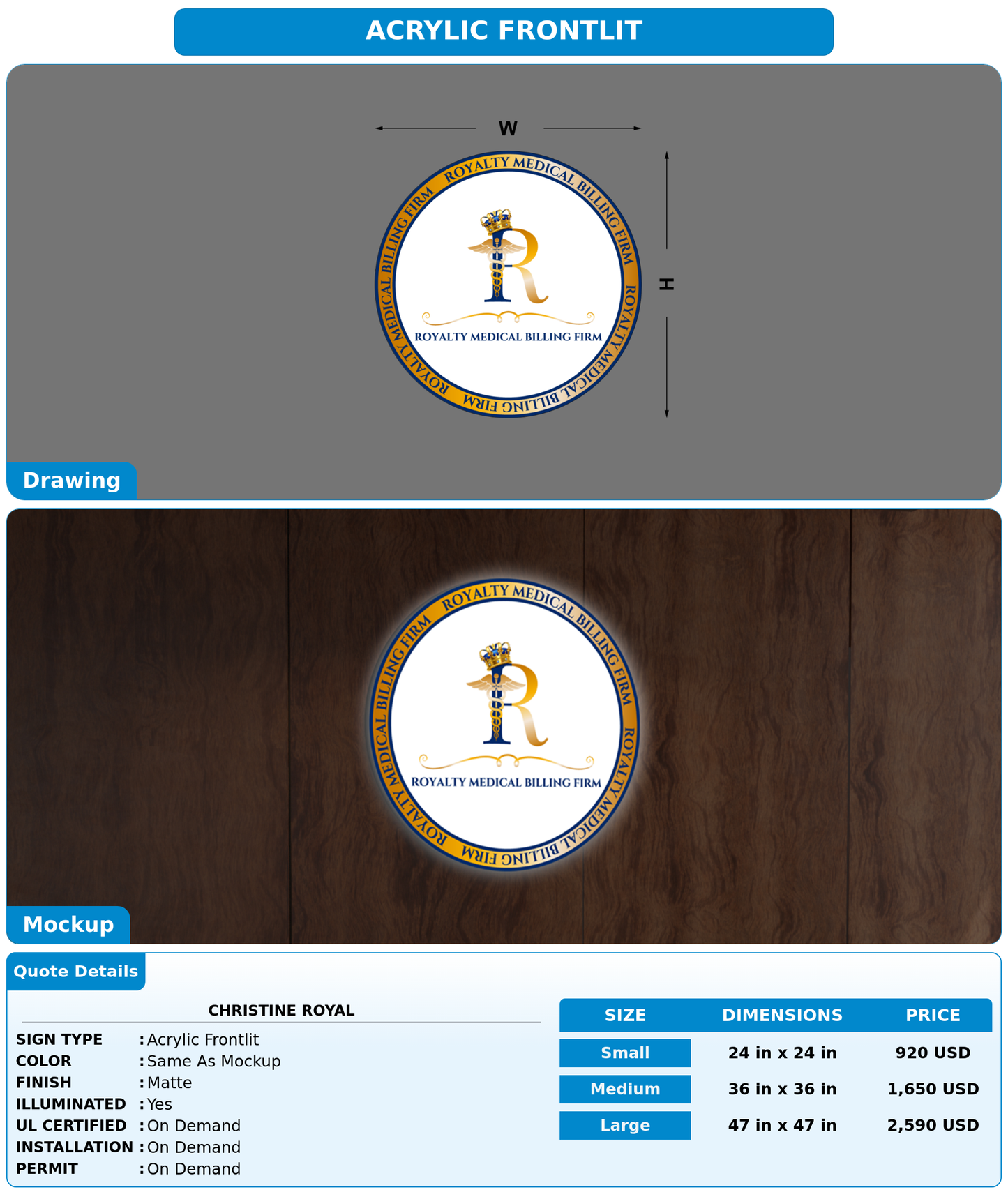 CUSTOM MOCKUP SIGN FOR Christine Royal
