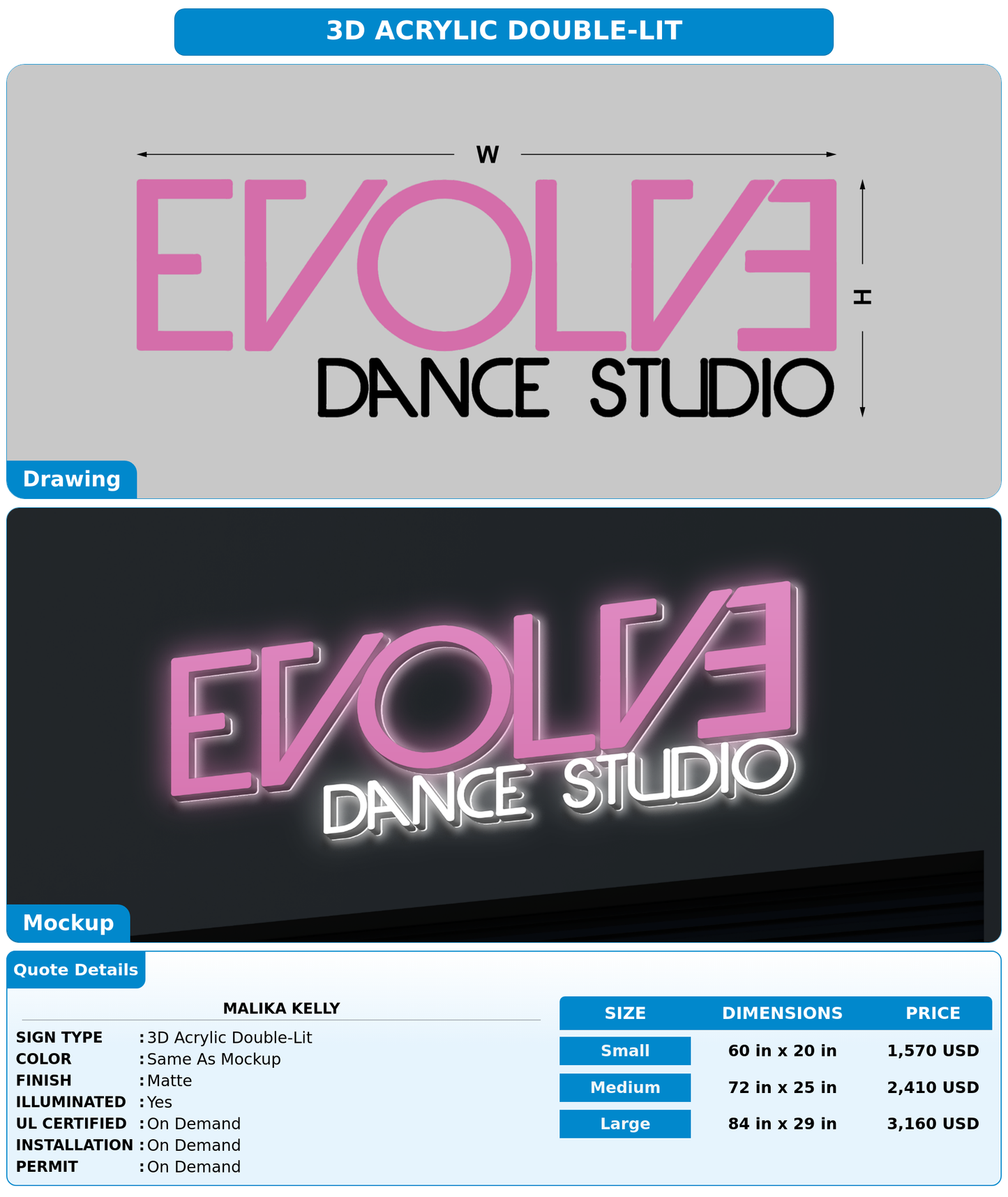 CUSTOM MOCKUP SIGN FOR Malika Kelly