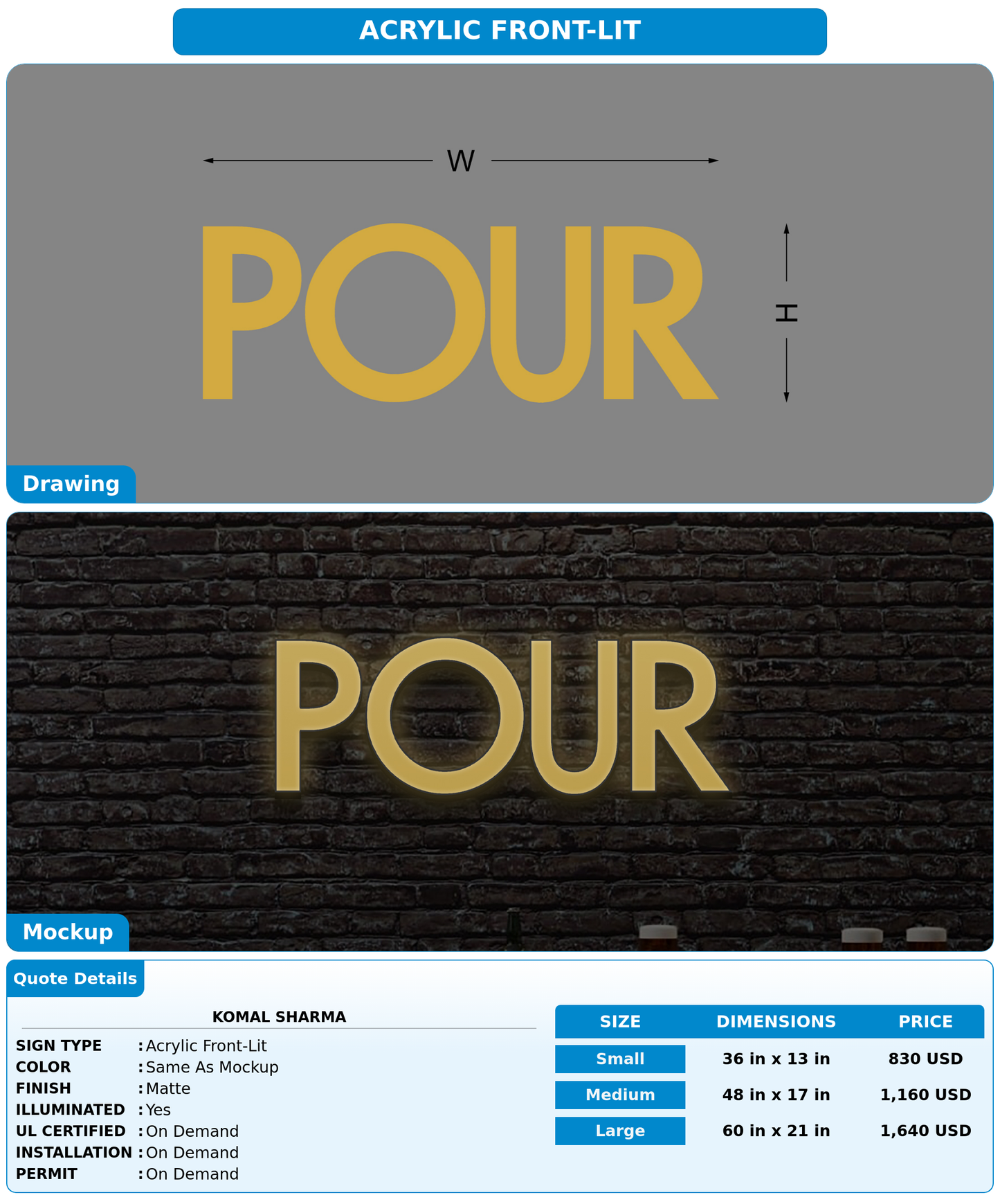 CUSTOM MOCKUP SIGN FOR Komal Sharma