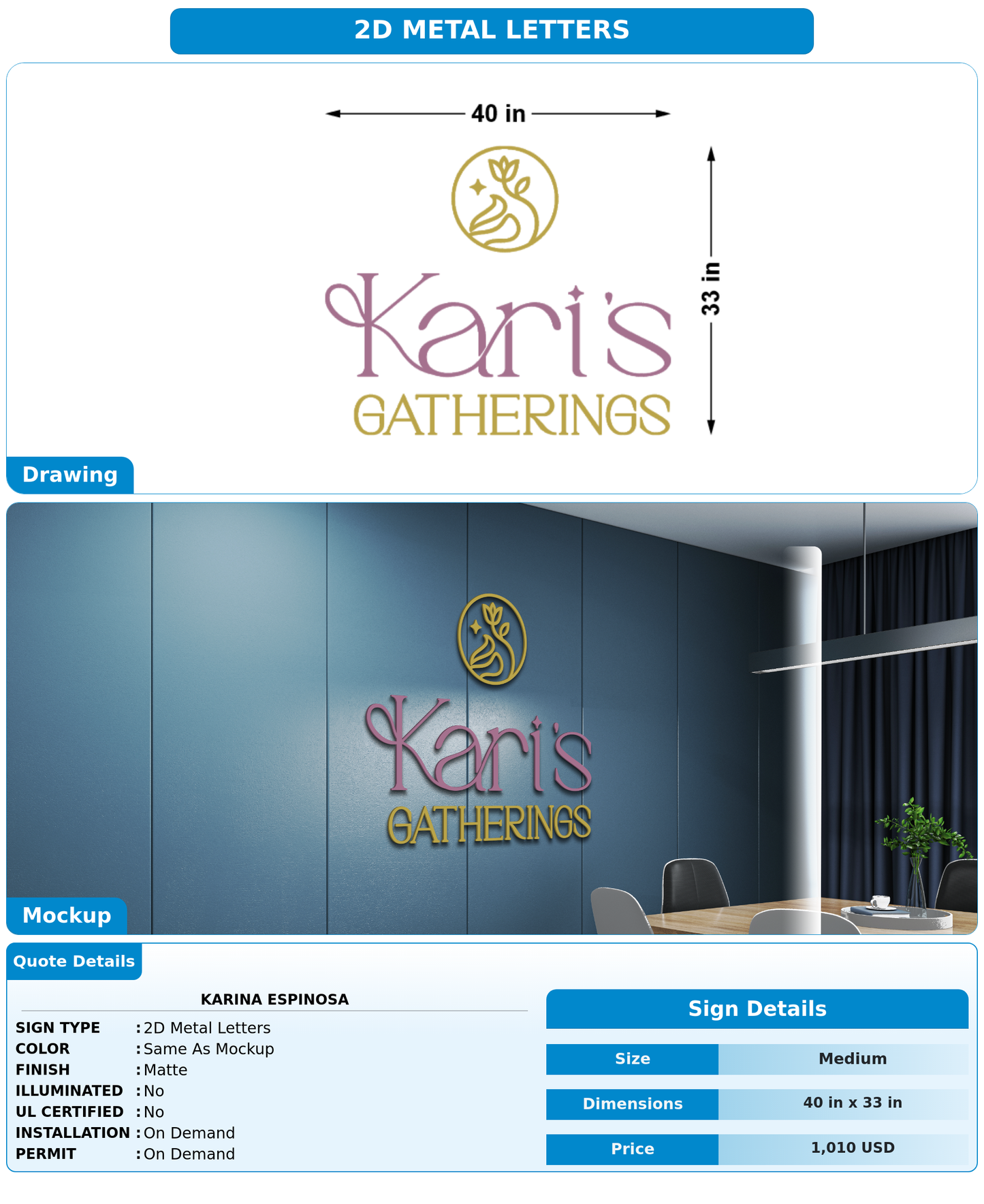 CUSTOM MOCKUP SIGN FOR Karina Espinosa