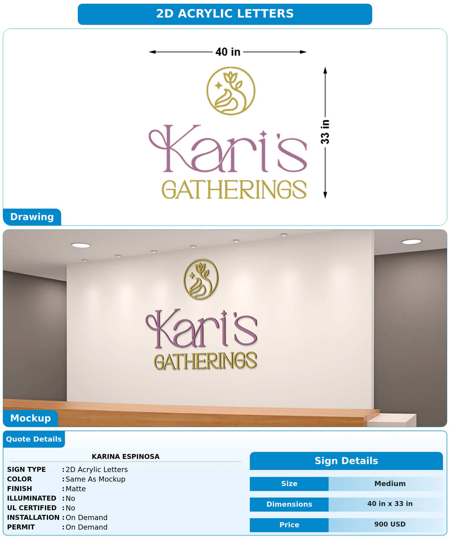 CUSTOM MOCKUP SIGN FOR Karina Espinosa