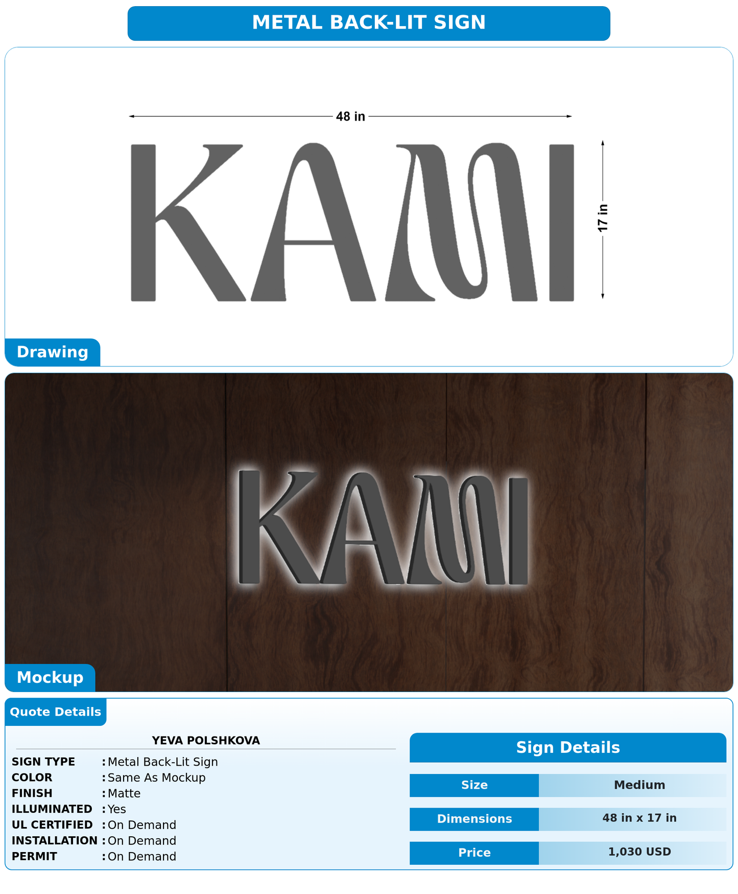 CUSTOM MOCKUP SIGN FOR Yeva Polshkova