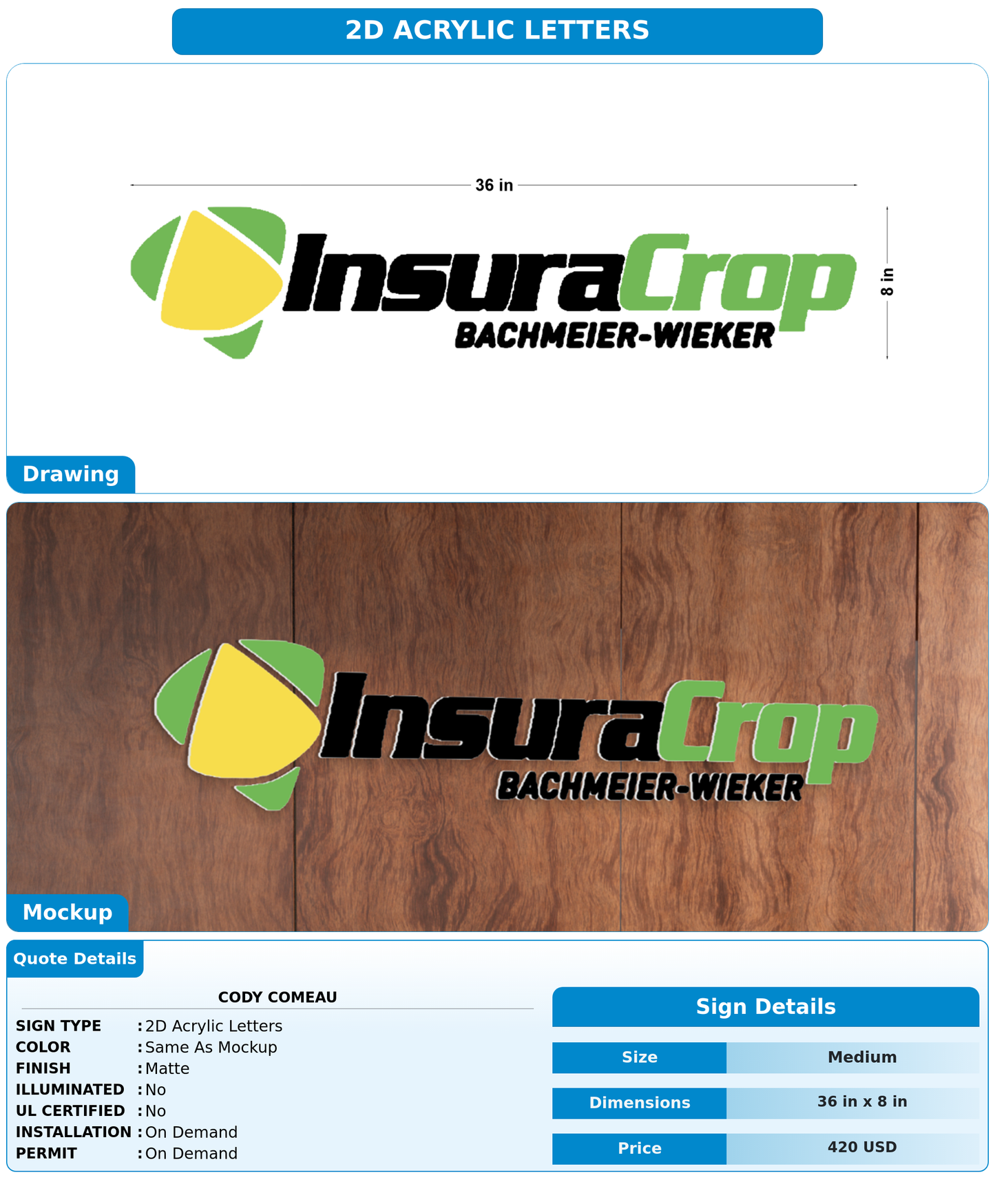 CUSTOM MOCKUP SIGN FOR Cody comeau