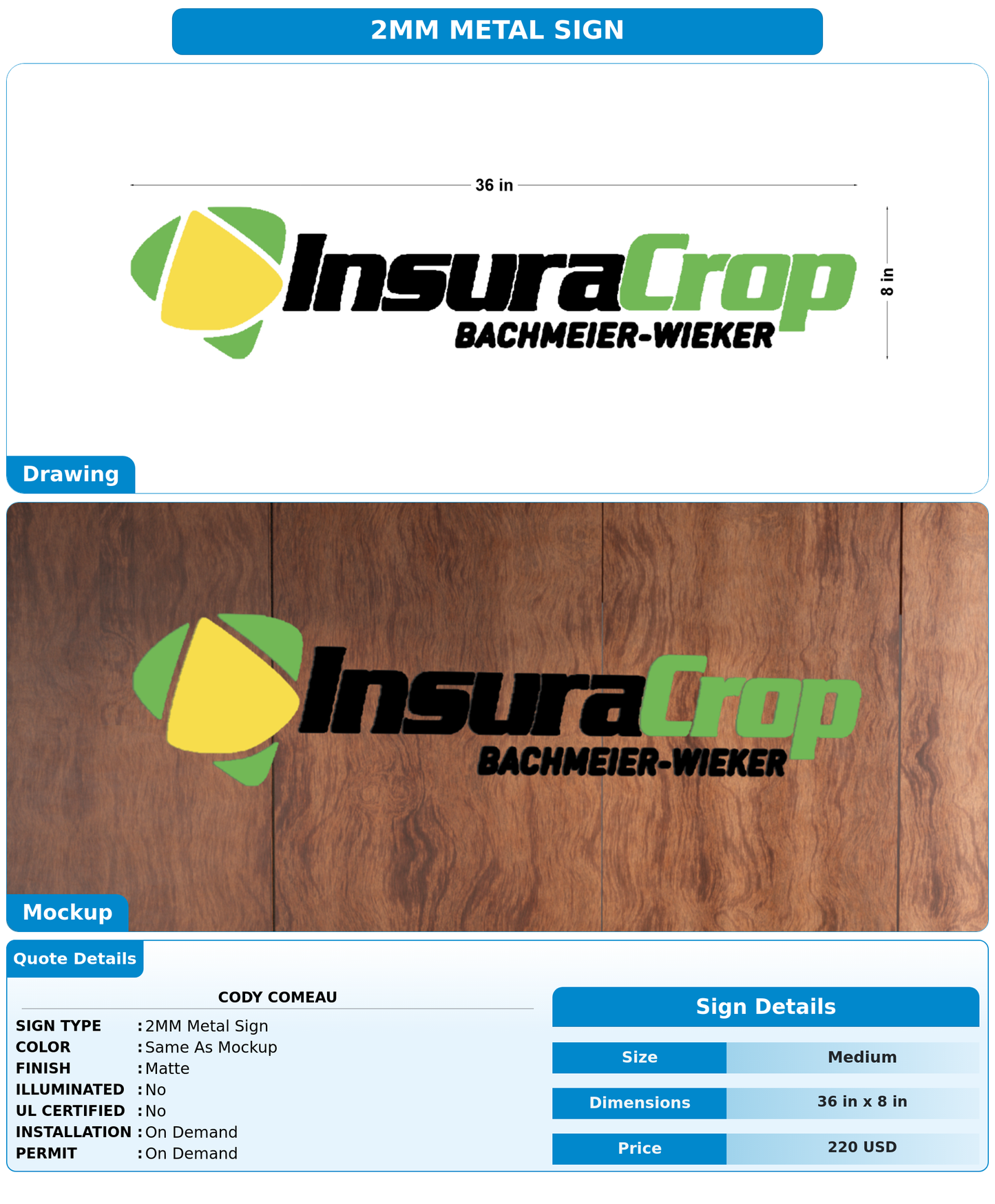 CUSTOM MOCKUP SIGN FOR Cody comeau
