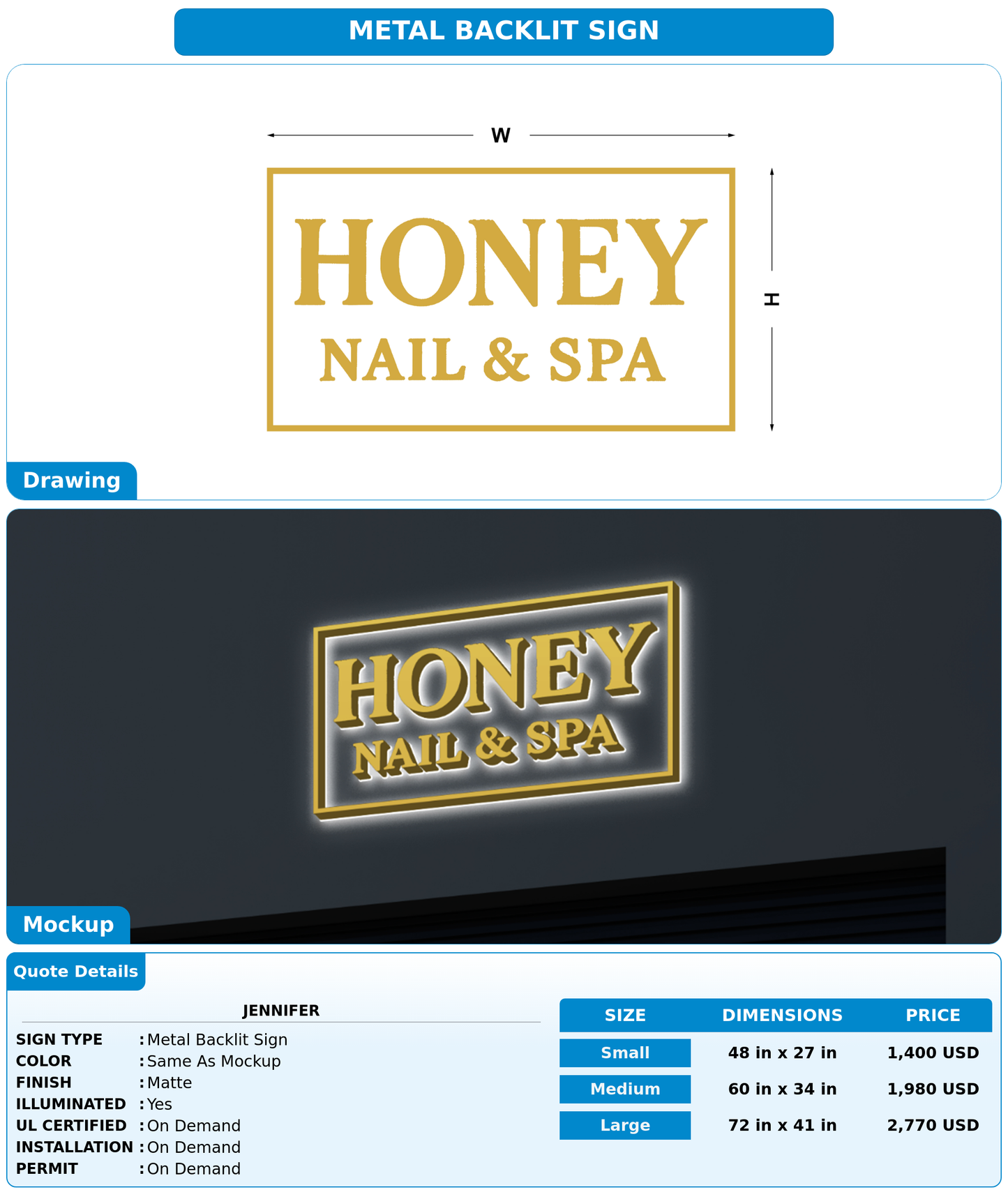 CUSTOM MOCKUP SIGN FOR Jennifer